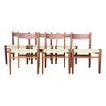 Set of 6 Hans Wegner Teak Dining Chairs With New Rushed Seats Ch-40 Teak