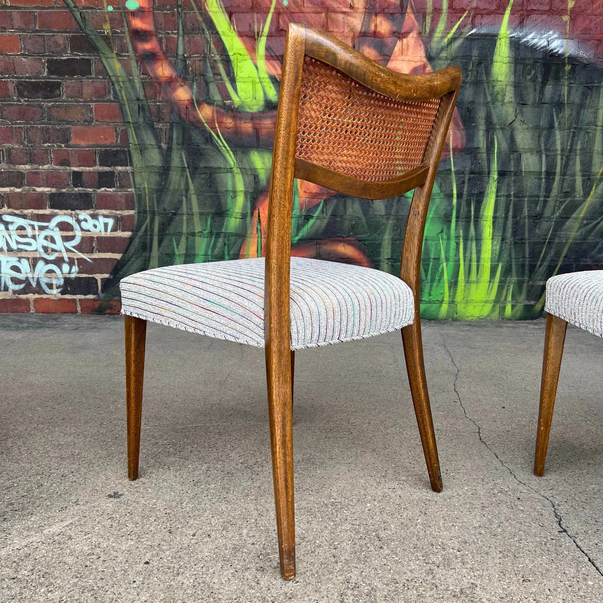 Set of 6 Harvey Probber Caned Back Dining Chairs