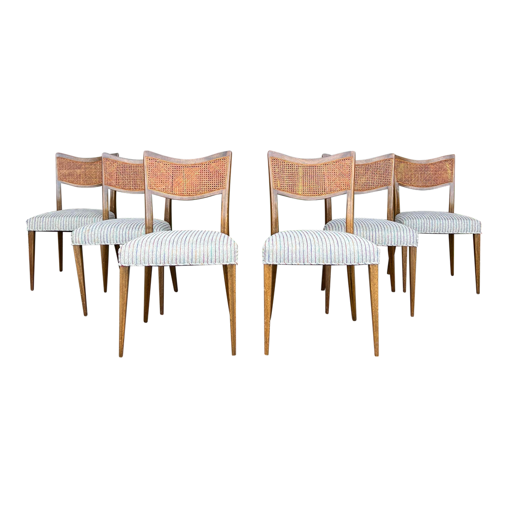 Set of 6 Harvey Probber Caned Back Dining Chairs