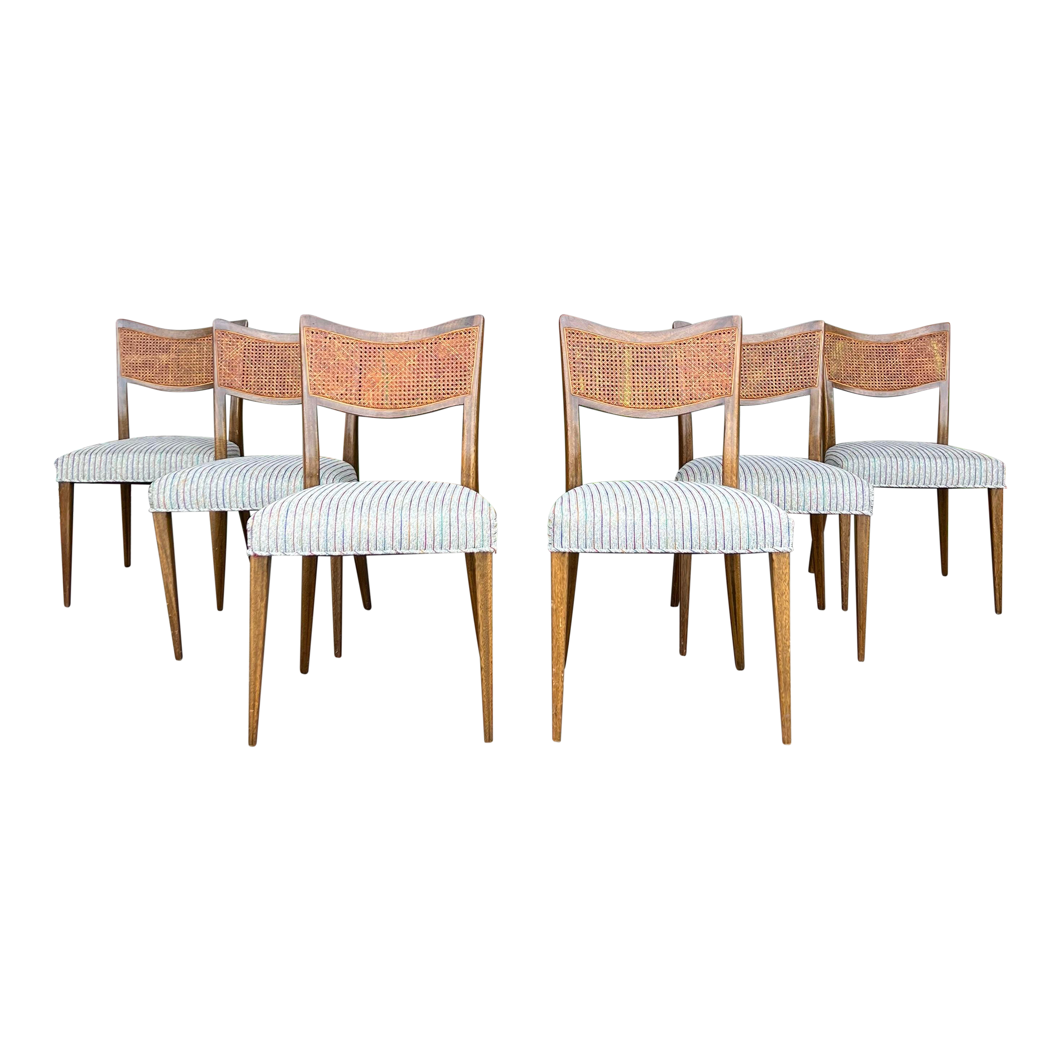 Set of 6 Harvey Probber Caned Back Dining Chairs