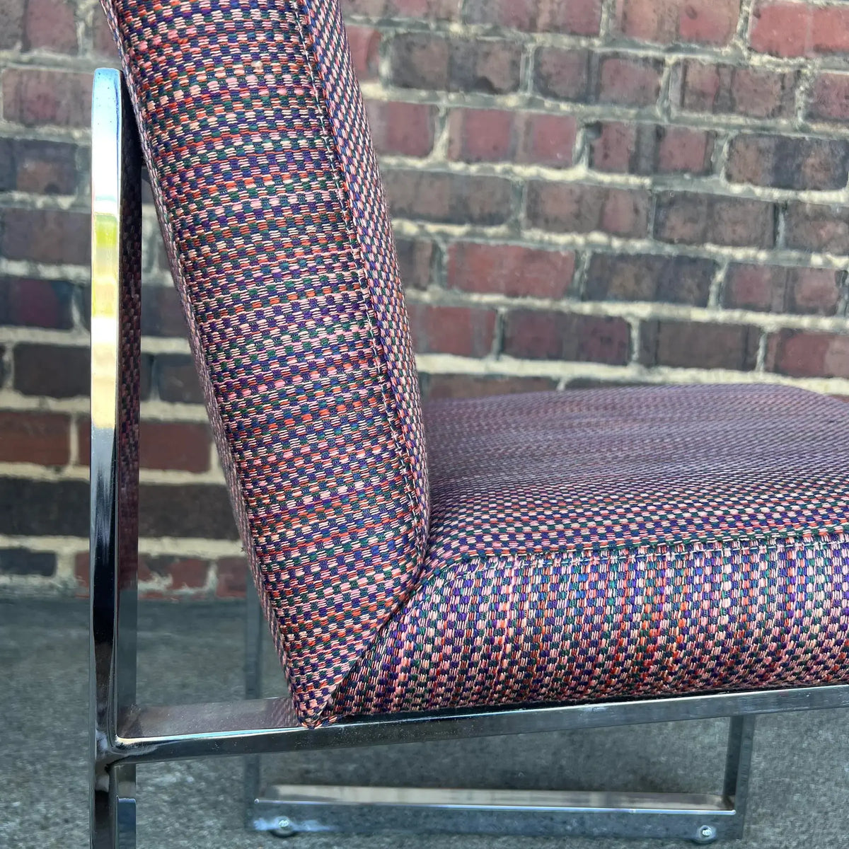 Set of 6 Thayer Coggin Chrome Dining Chairs on Hidden Wheels