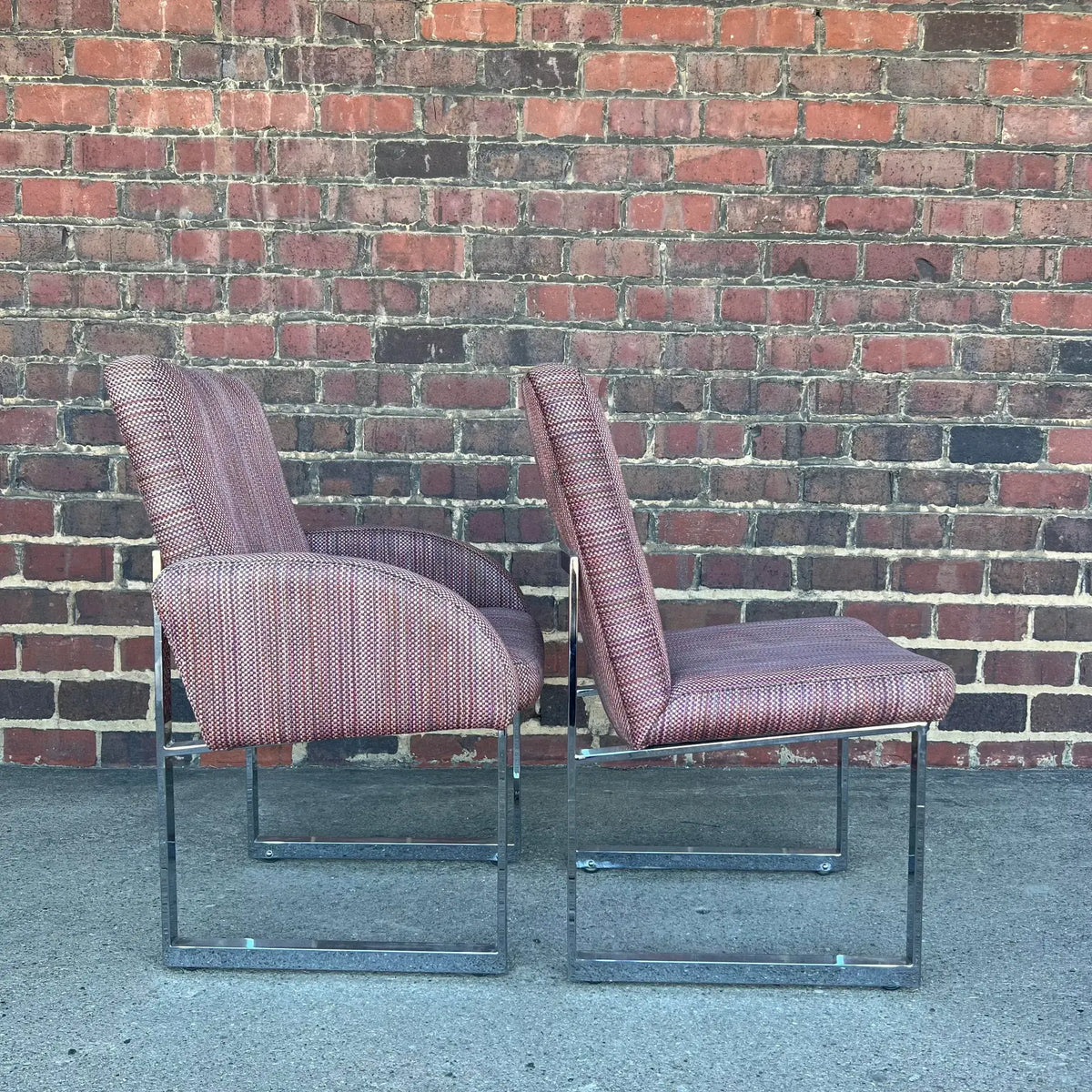 Set of 6 Thayer Coggin Chrome Dining Chairs on Hidden Wheels