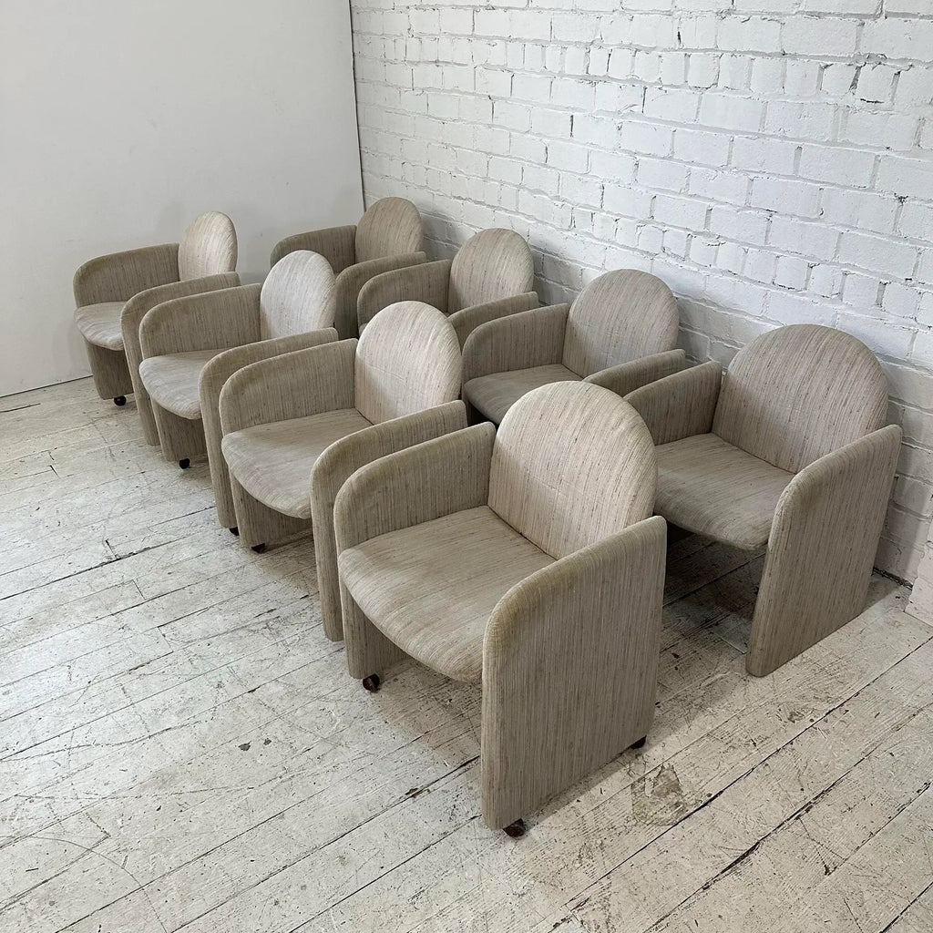 Set of 8 1980s Dining Chairs by Collier Milo Baughman Style
