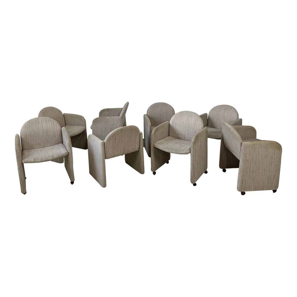 Set of 8 1980s Dining Chairs by Collier Milo Baughman Style