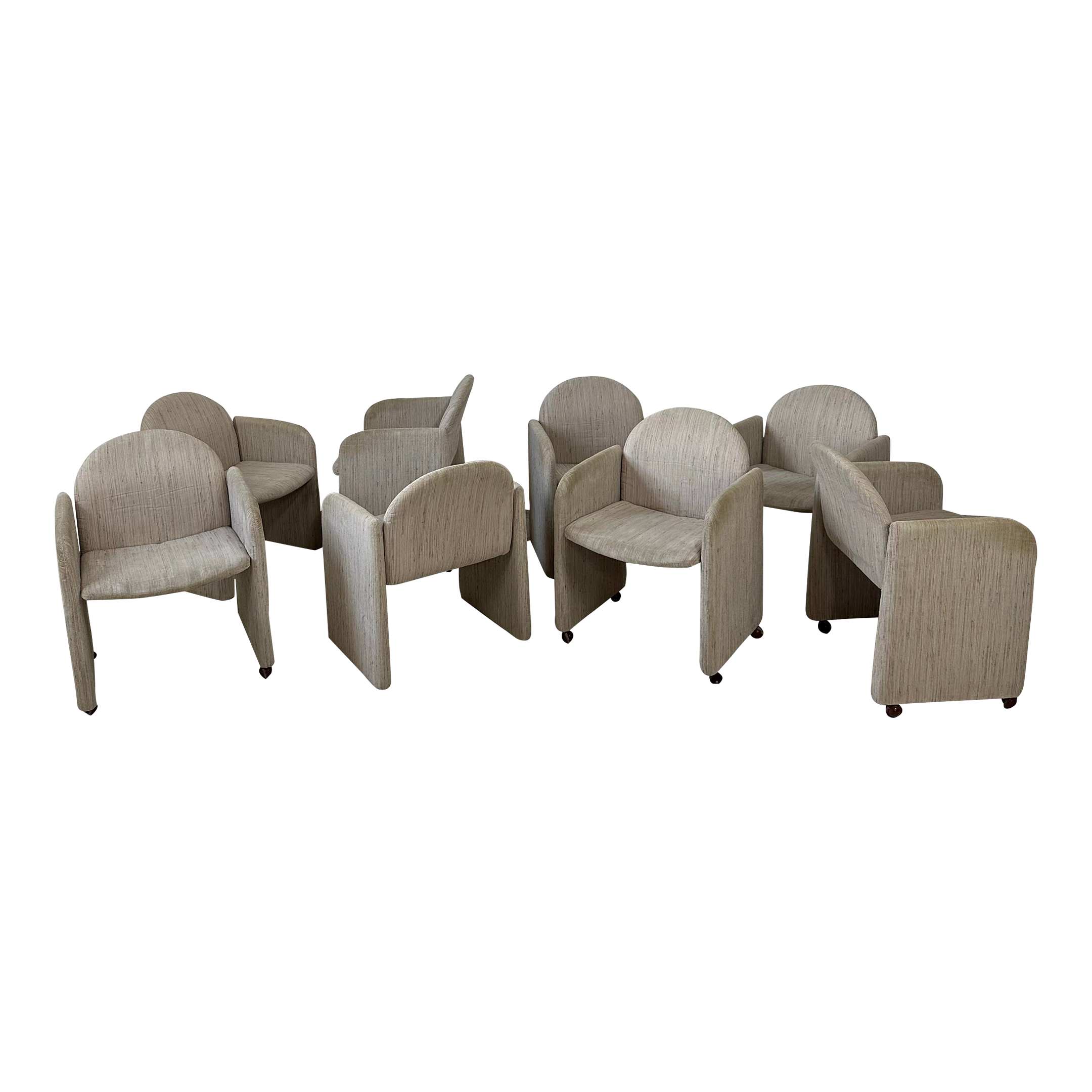 Set of 8 1980s Dining Chairs by Collier Milo Baughman Style