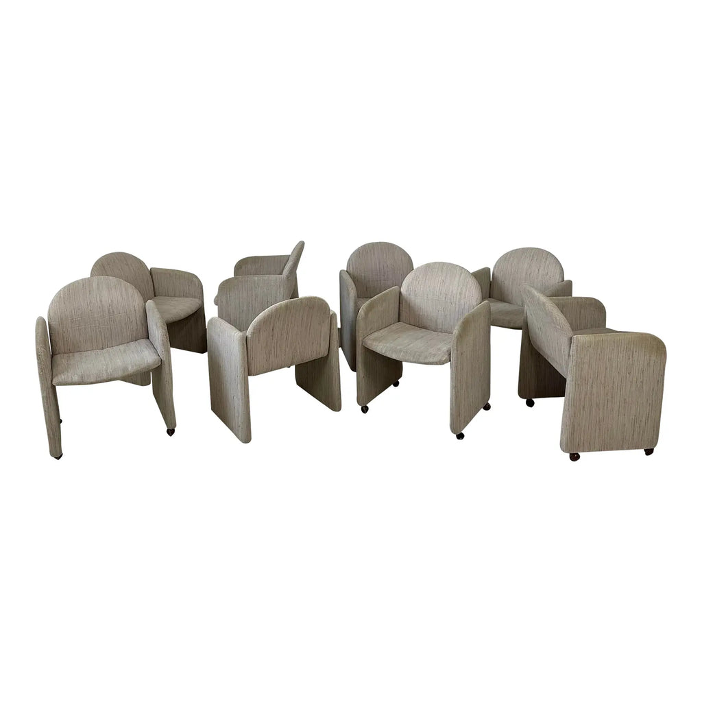 Set of 8 1980s Dining Chairs by Collier Milo Baughman Style