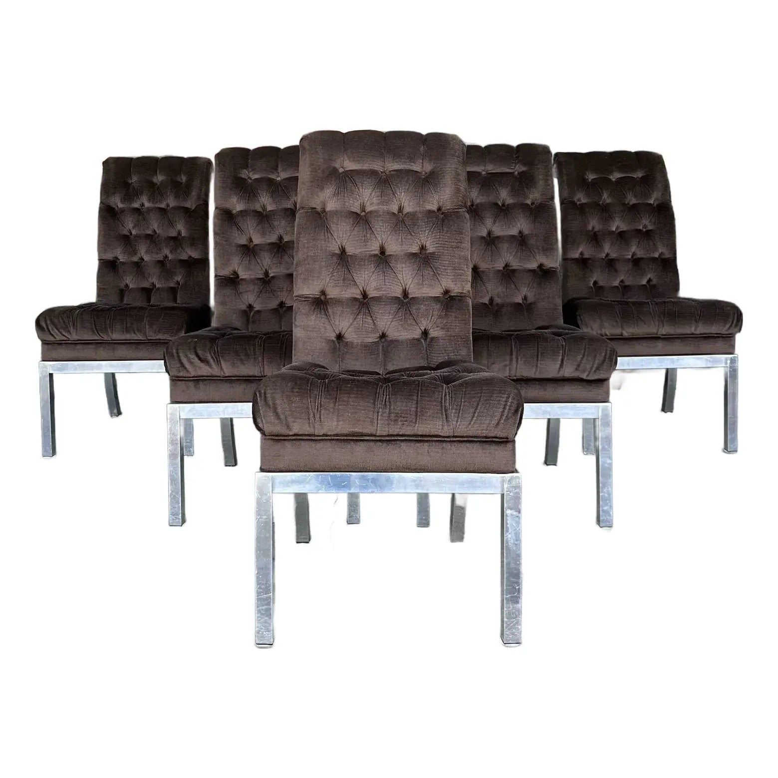 Set of Six Vintage Dia Style Dining Chairs Mid Century Modern Aluminum