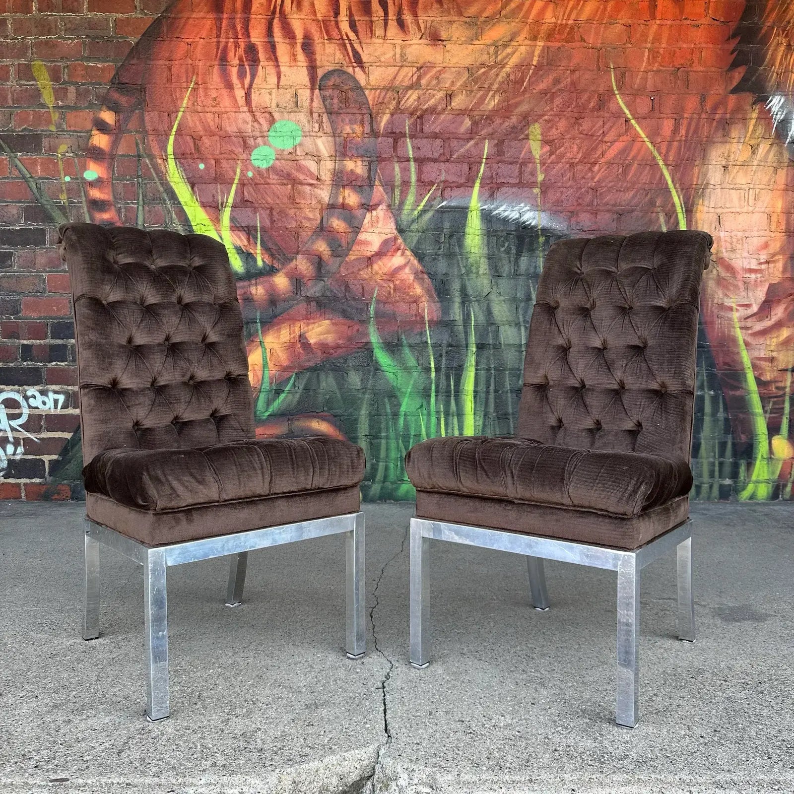 Set of Six Vintage Dia Style Dining Chairs Mid Century Modern Aluminum