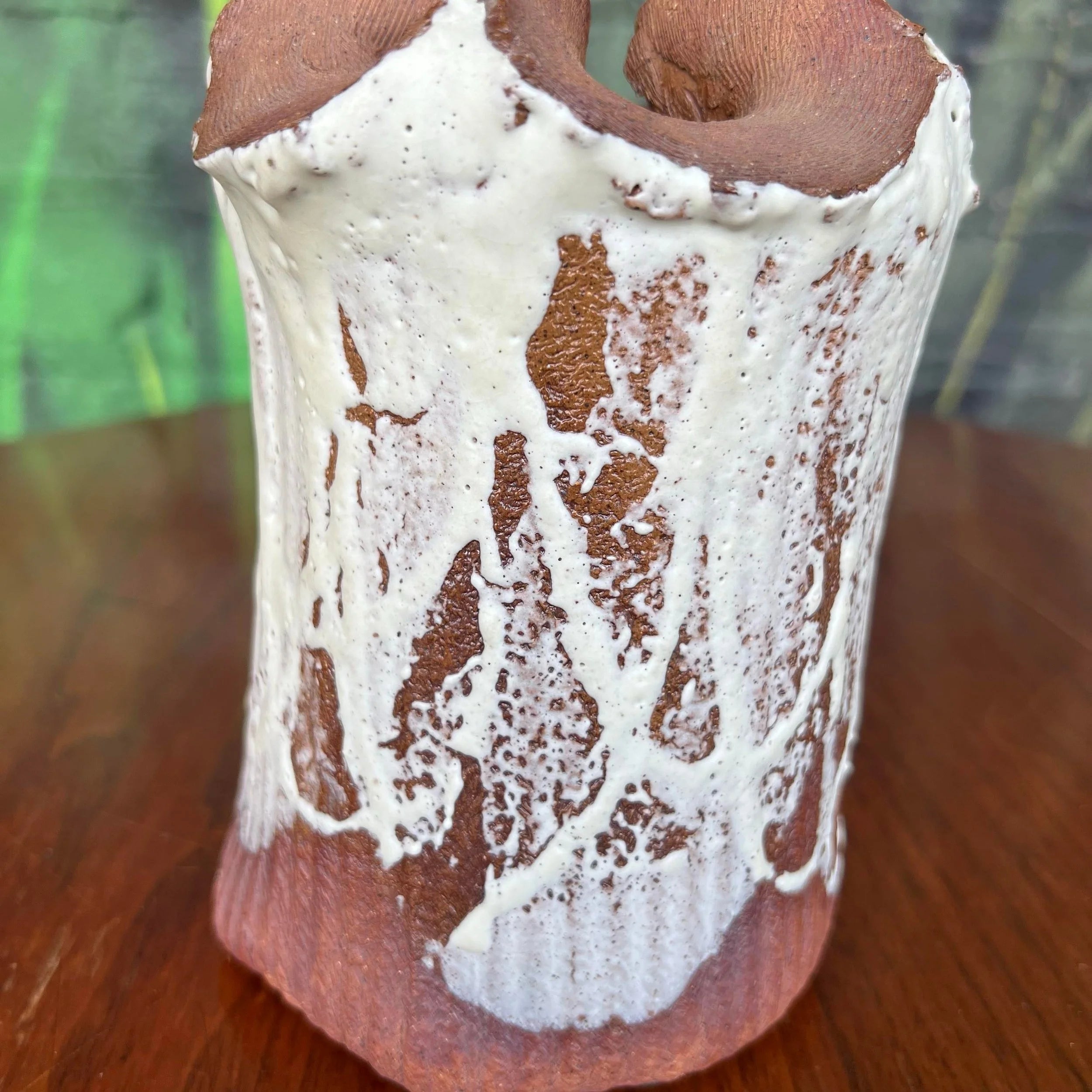 Signed Glazed Stoneware Vessel Vase