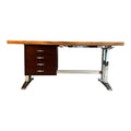 Sligh La Costa Live Edge Writing Desk Polished Stainless Base Mahogany Drawers