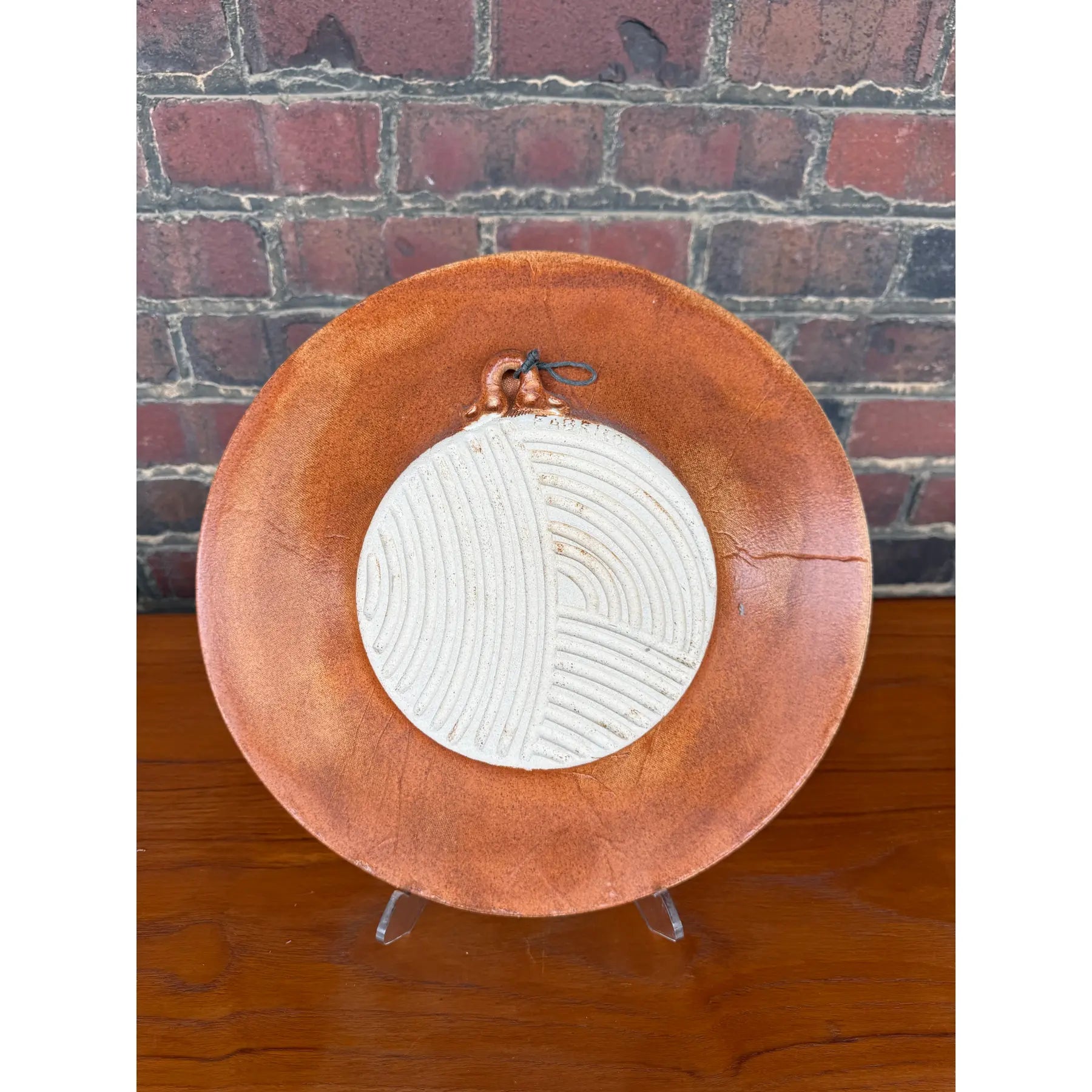 Stephen Fabrico Signed Ceramic Charger / Footed Bowl Wall Hanging Ready.