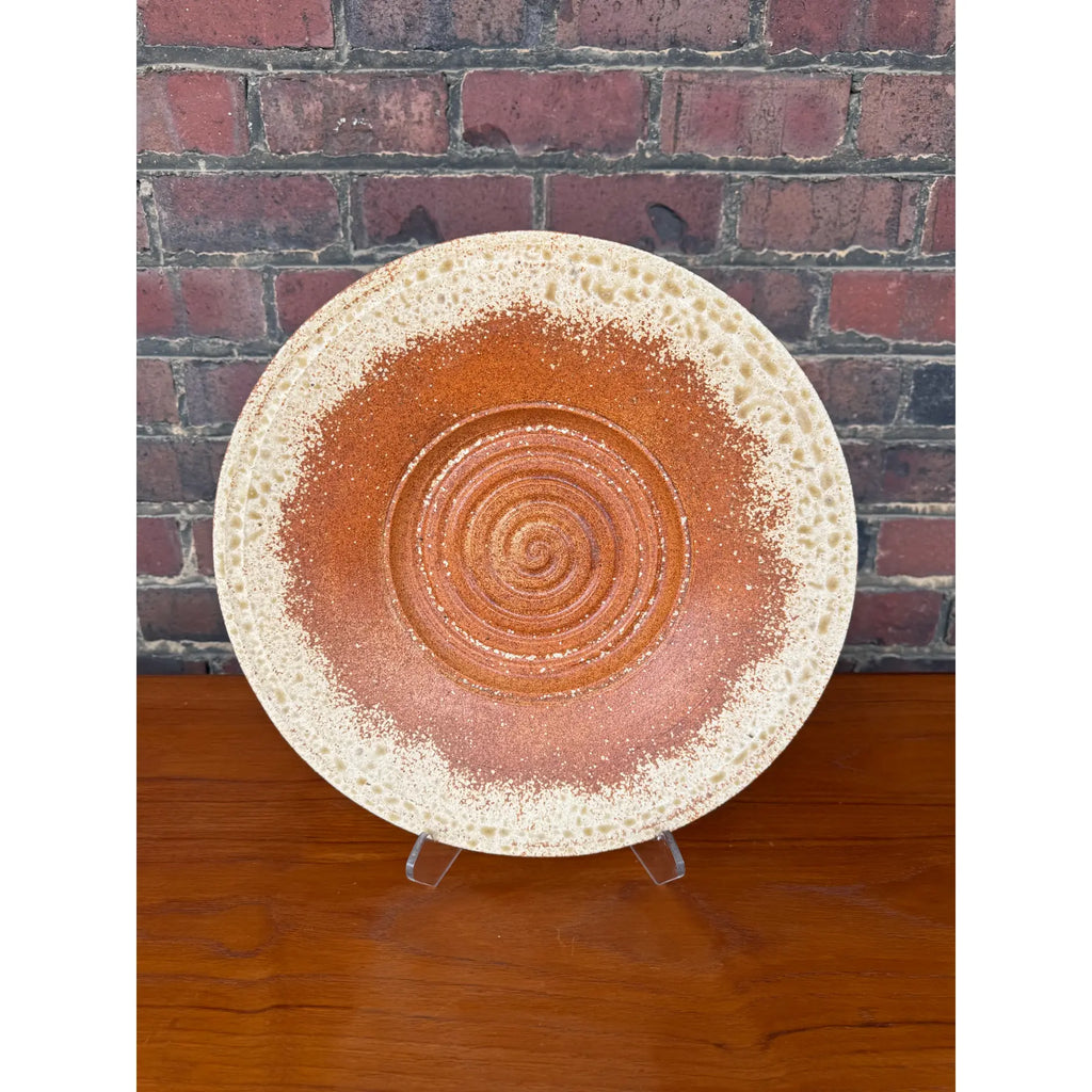 Stephen Fabrico Signed Ceramic Charger / Footed Bowl Wall Hanging Ready.