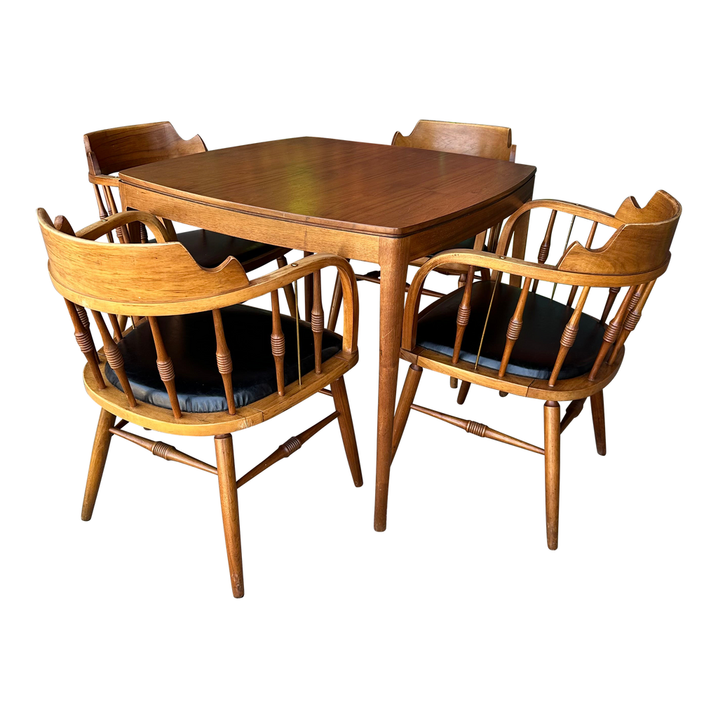 Stewart McDougall and Kipp Stewart for Drexel Declaration Walnut Game Table and Chairs