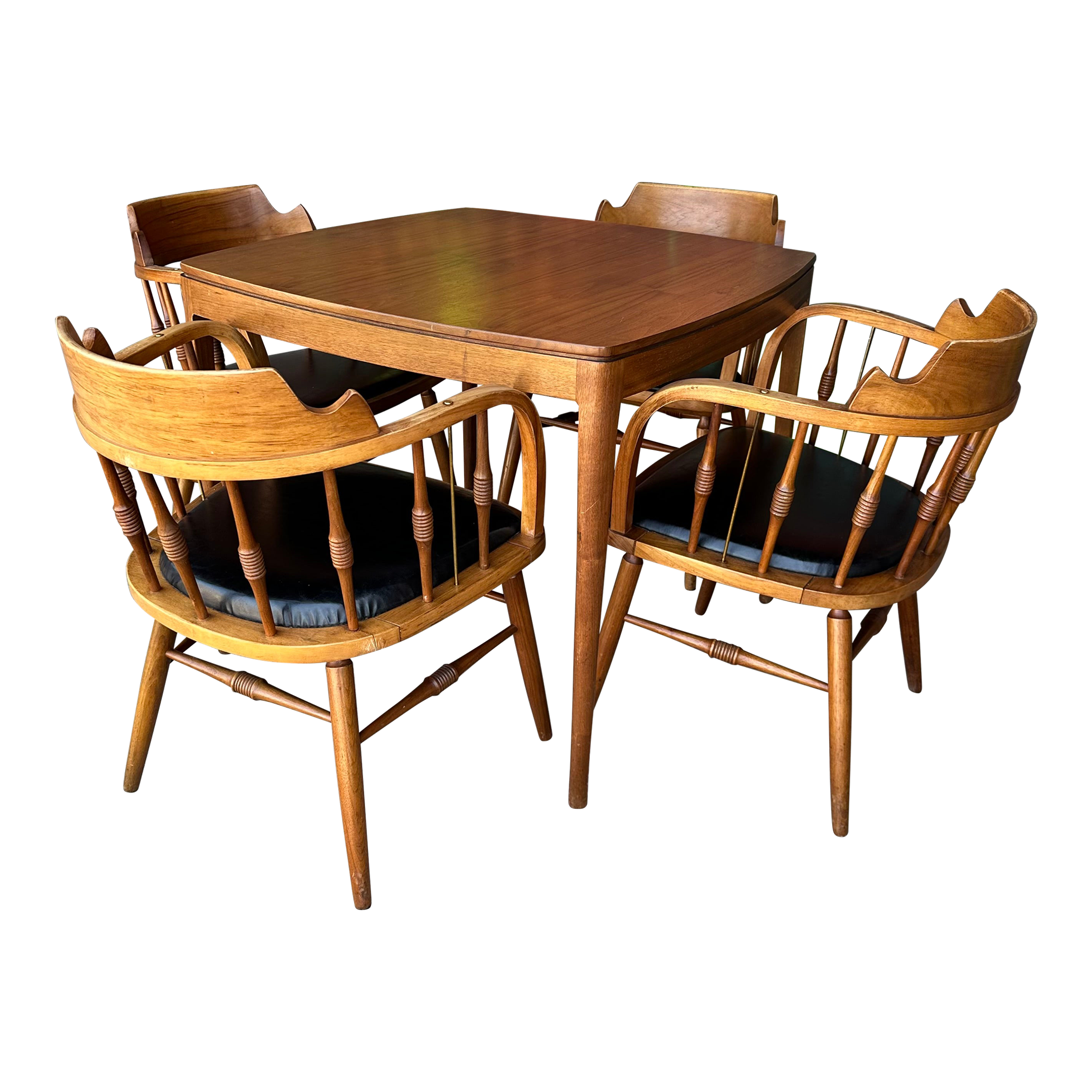 Stewart McDougall and Kipp Stewart for Drexel Declaration Walnut Game Table and Chairs