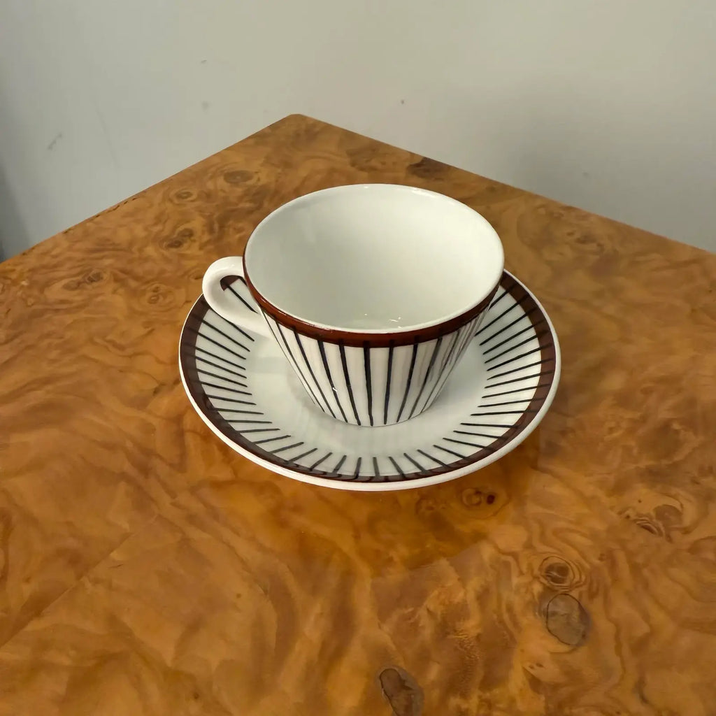 Stig Lindberg "Spisa Ribb" Coffee Cup With Saucer Gustavsberg Sweden