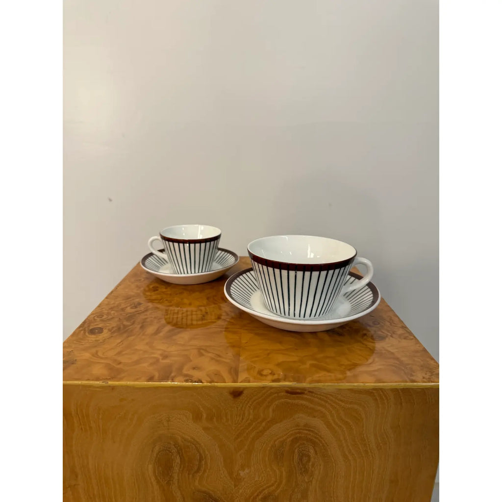 Stig Lindberg "Spisa Ribb" Coffee Cup With Saucer Gustavsberg Sweden