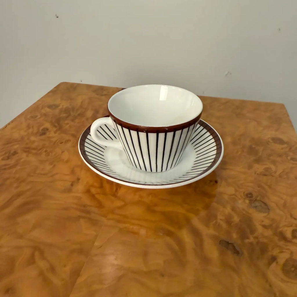 Stig Lindberg "Spisa Ribb" Coffee Cup With Saucer Gustavsberg Sweden