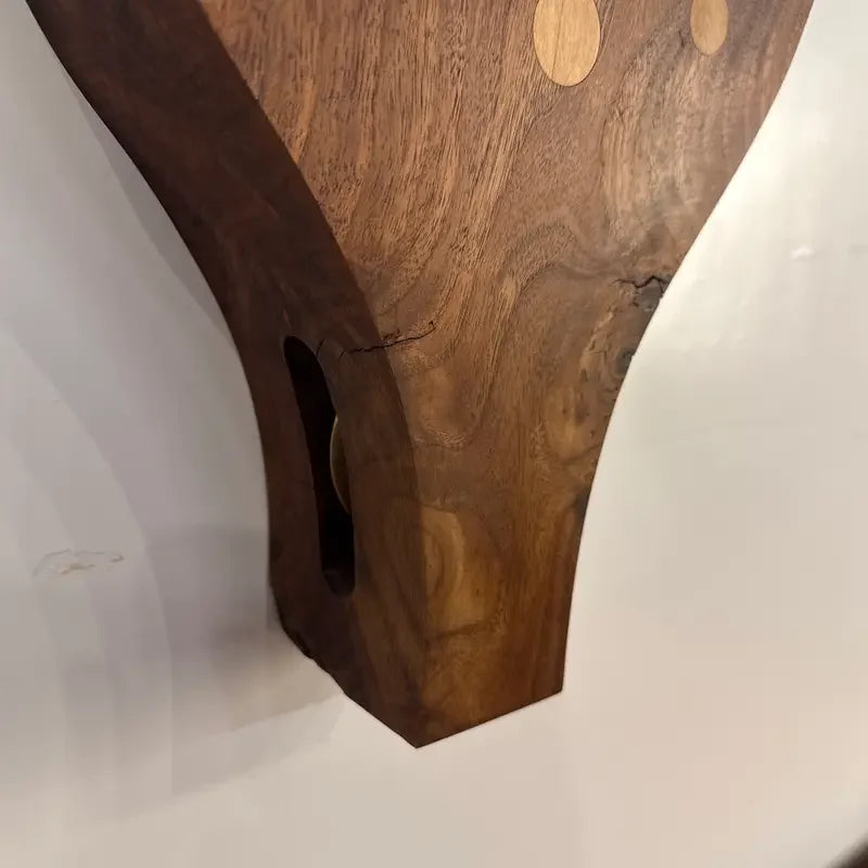 Studio Craft Wall Clock in Mixed Woods With Brass Pendulum, 1985