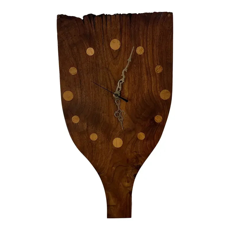 Studio Craft Wall Clock in Mixed Woods With Brass Pendulum, 1985