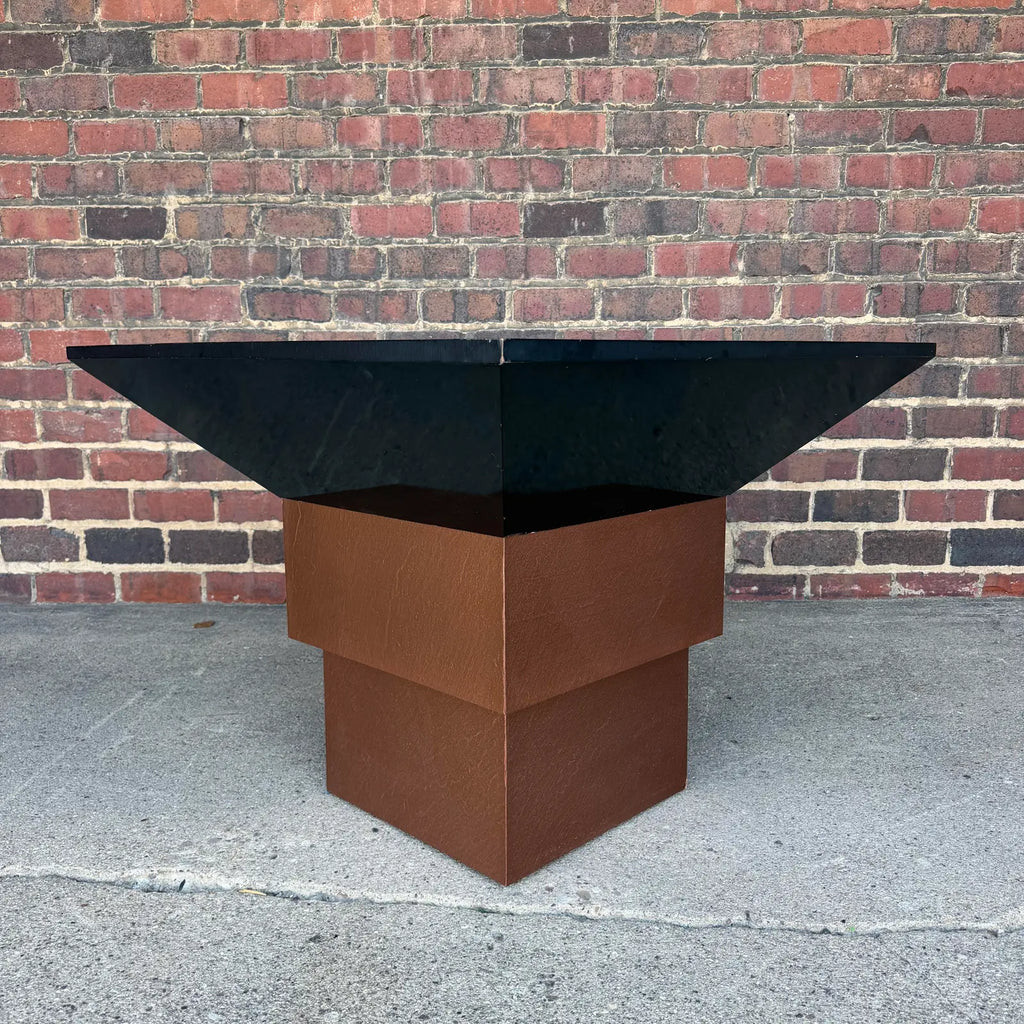 Studio Made Postmodern Copper and Wood Game Table Karl Springer?