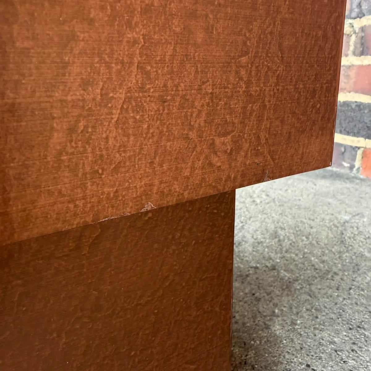 Studio Made Postmodern Copper and Wood Game Table Karl Springer?
