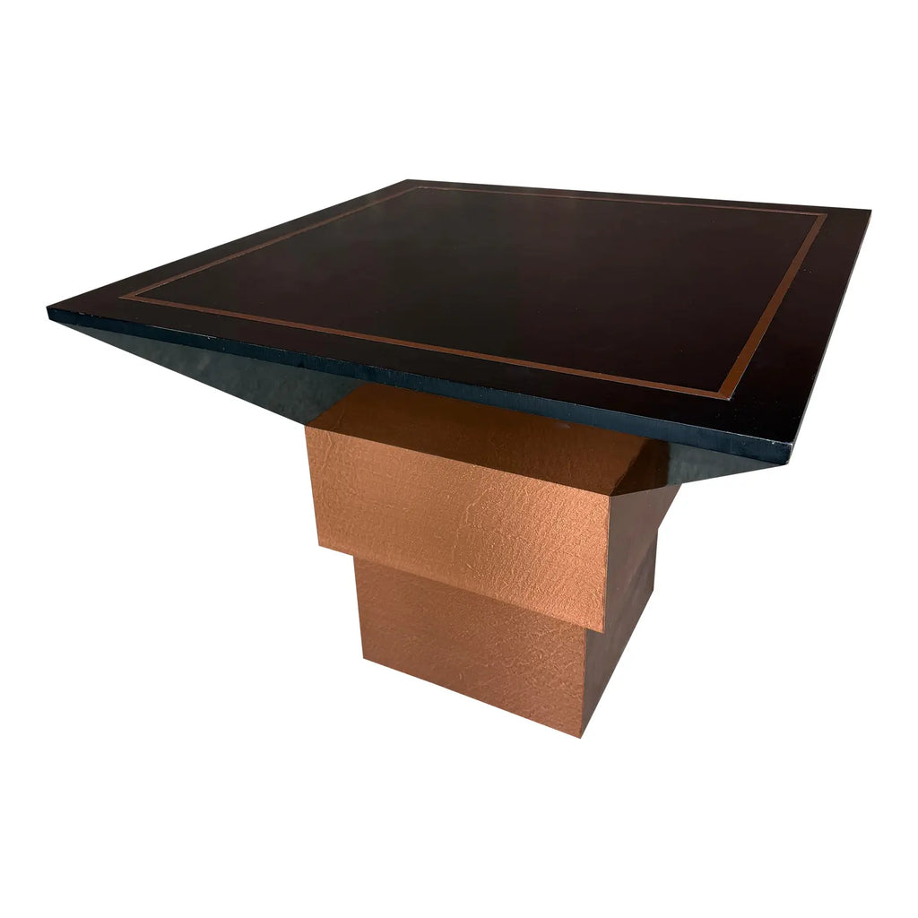Studio Made Postmodern Copper and Wood Game Table Karl Springer?