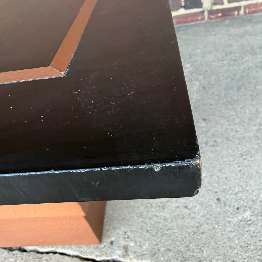Studio Made Postmodern Copper and Wood Game Table Karl Springer?