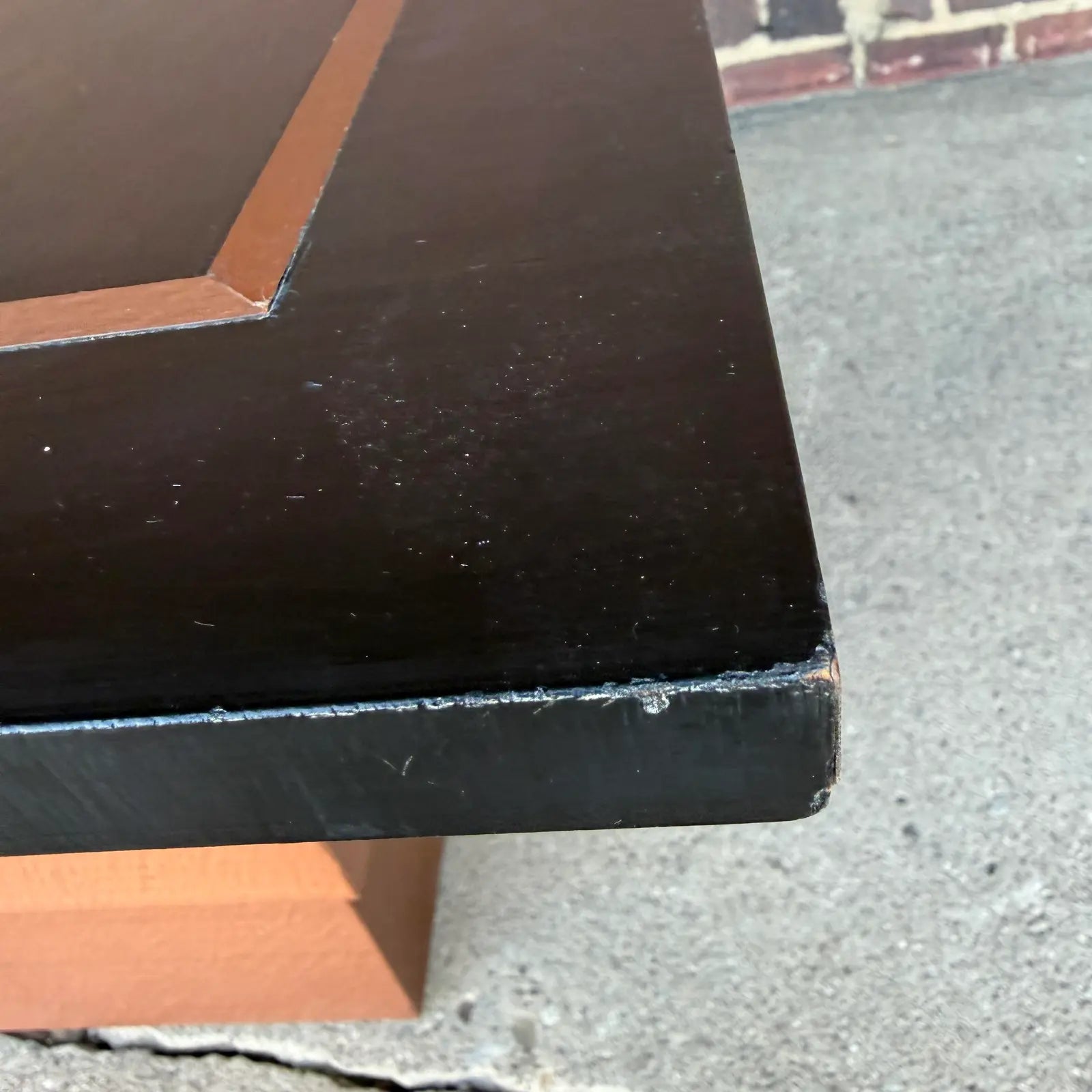 Studio Made Postmodern Copper and Wood Game Table Karl Springer?