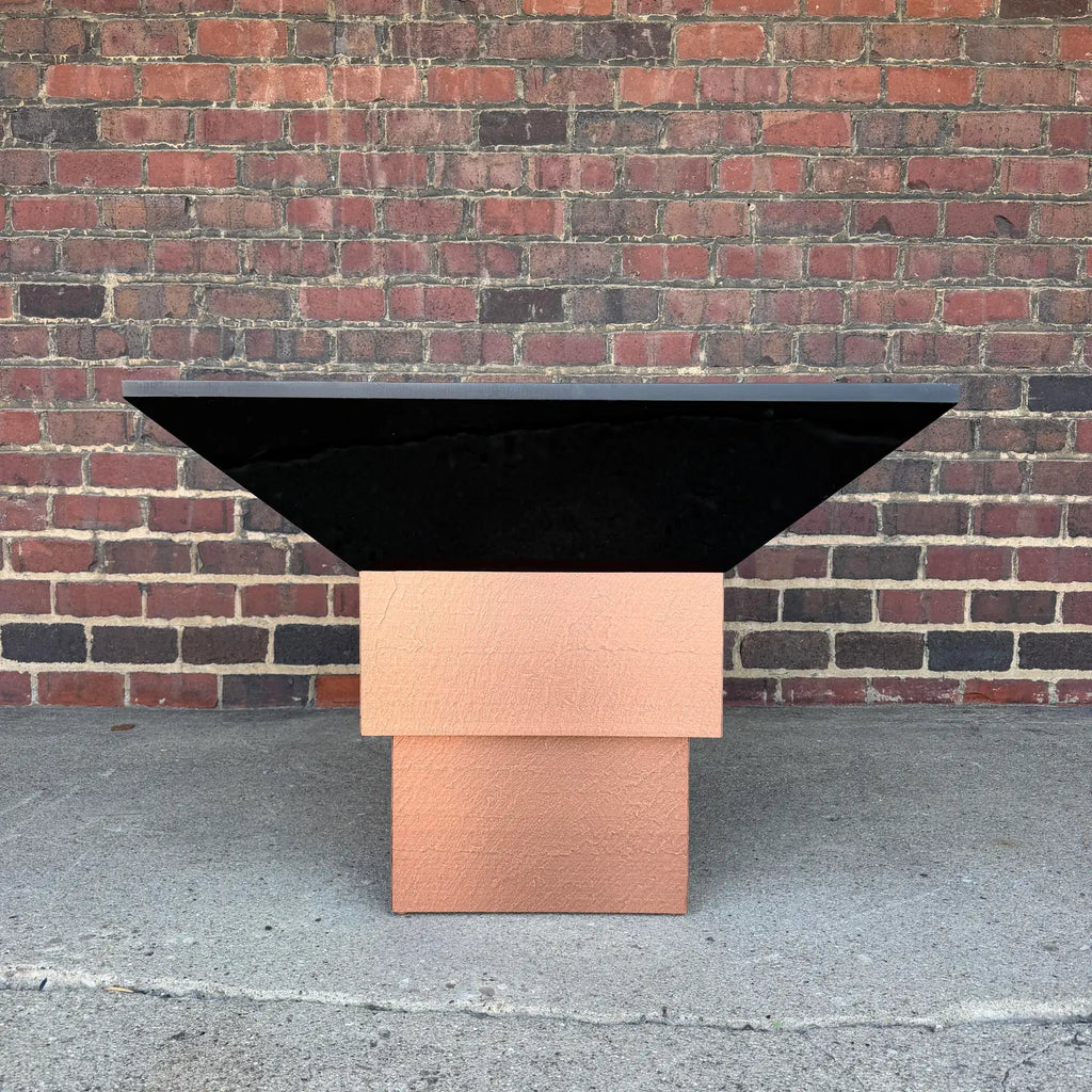Studio Made Postmodern Copper and Wood Game Table Karl Springer?