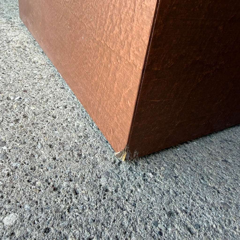Studio Made Postmodern Copper and Wood Game Table Karl Springer?