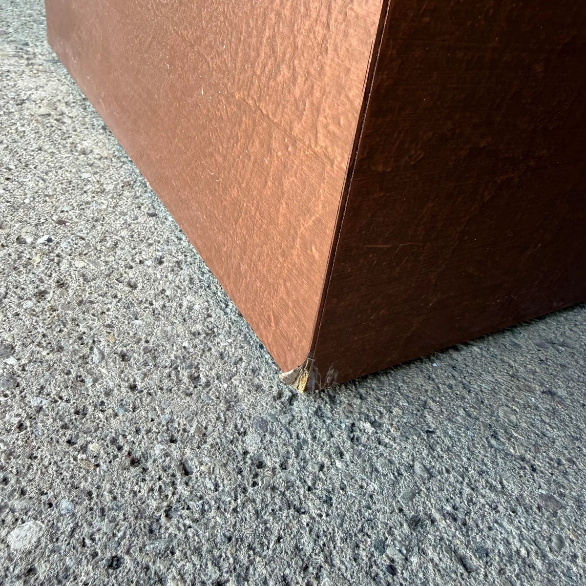 Studio Made Postmodern Copper and Wood Game Table Karl Springer?
