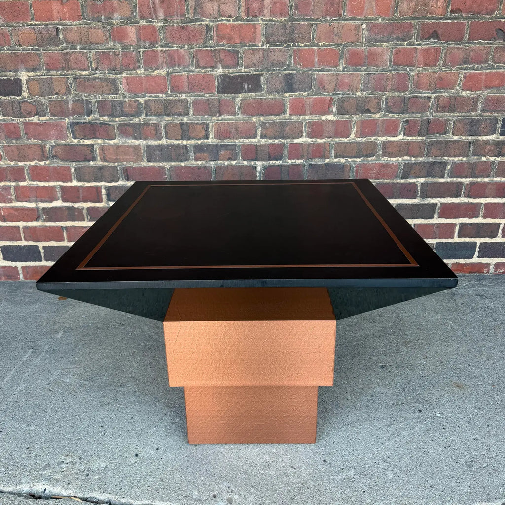 Studio Made Postmodern Copper and Wood Game Table Karl Springer?