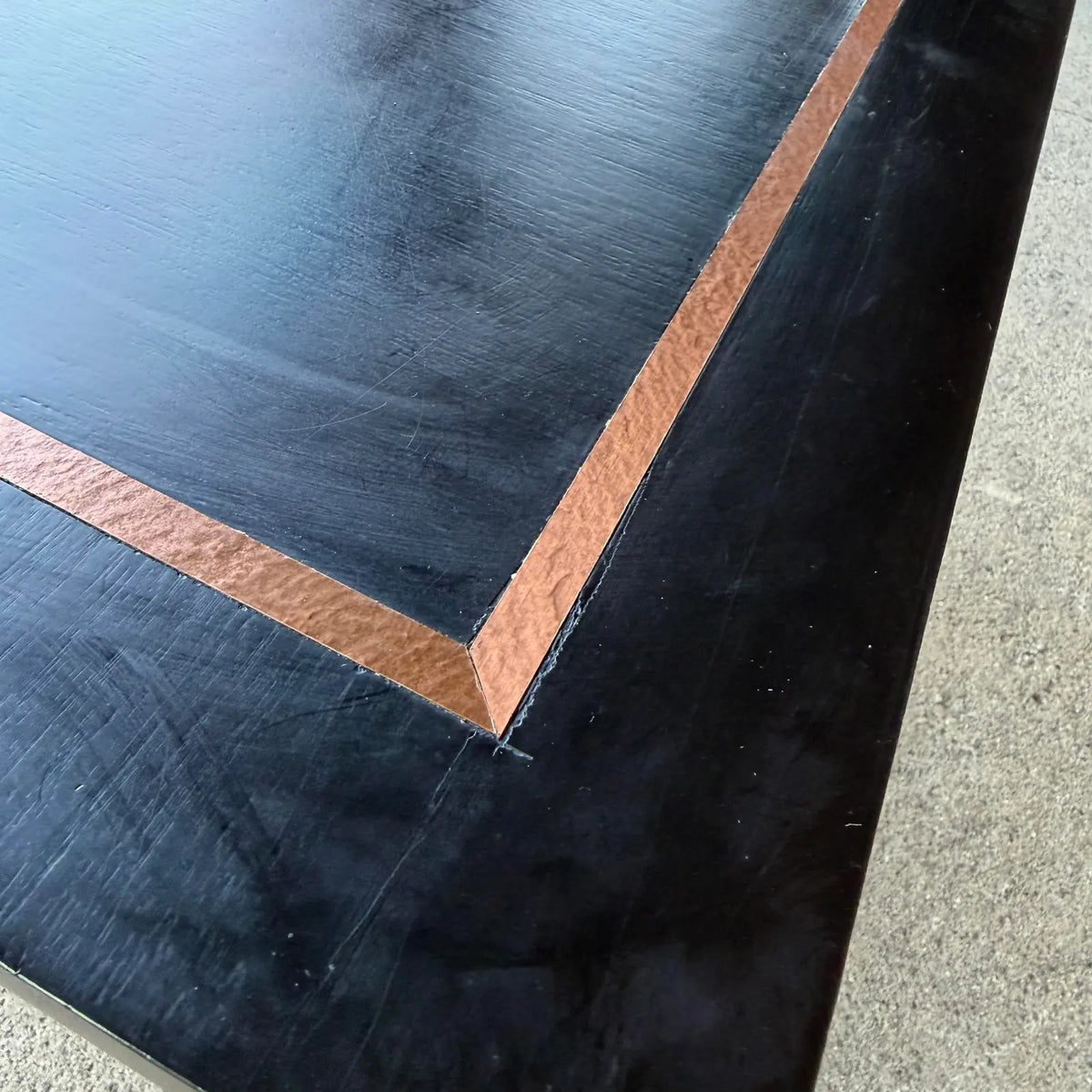 Studio Made Postmodern Copper and Wood Game Table Karl Springer?