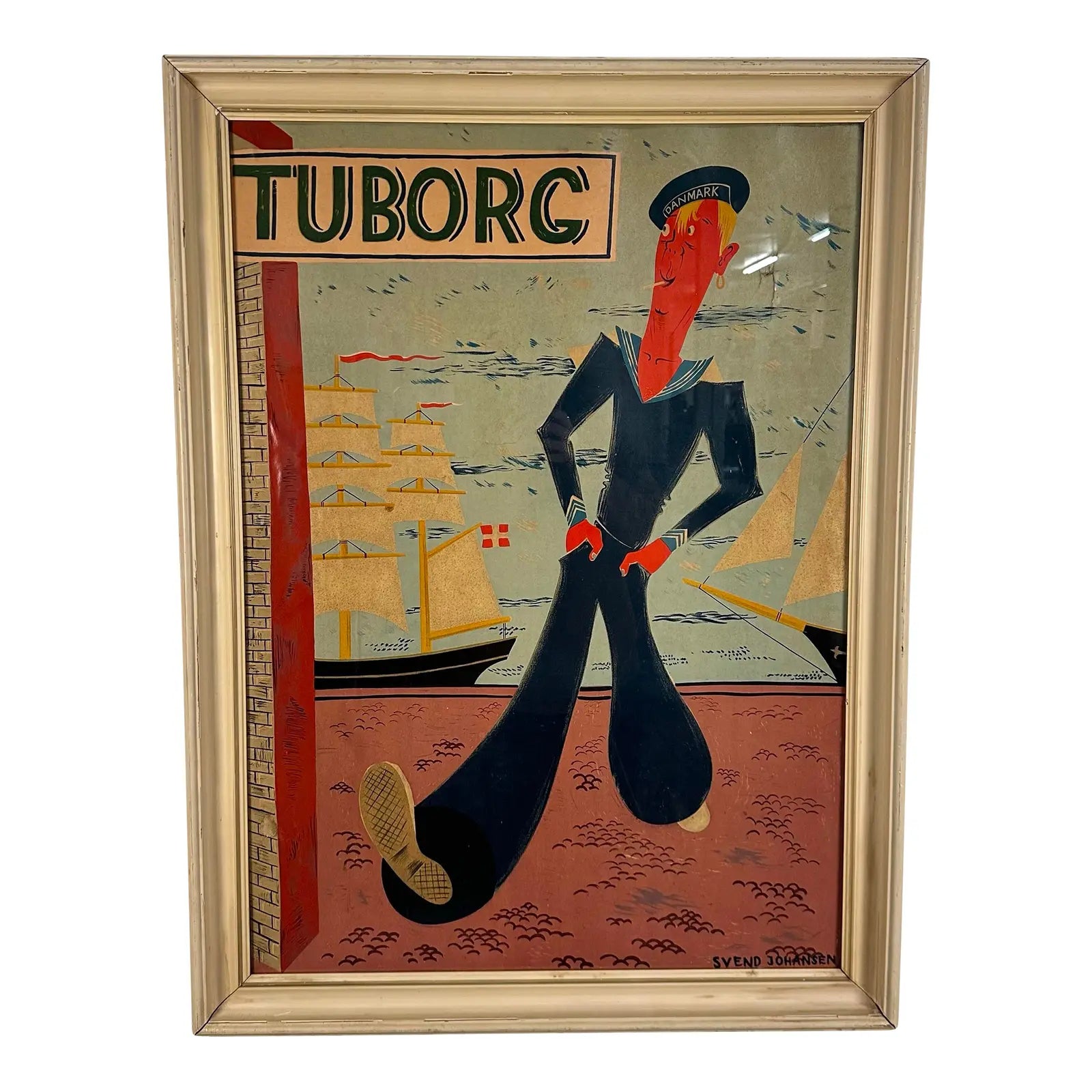 Svend Johansen Tuborg Brewery Sailor Ad Poster Danish Modern