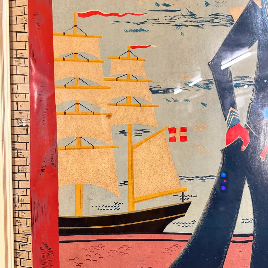 Svend Johansen Tuborg Brewery Sailor Ad Poster Danish Modern