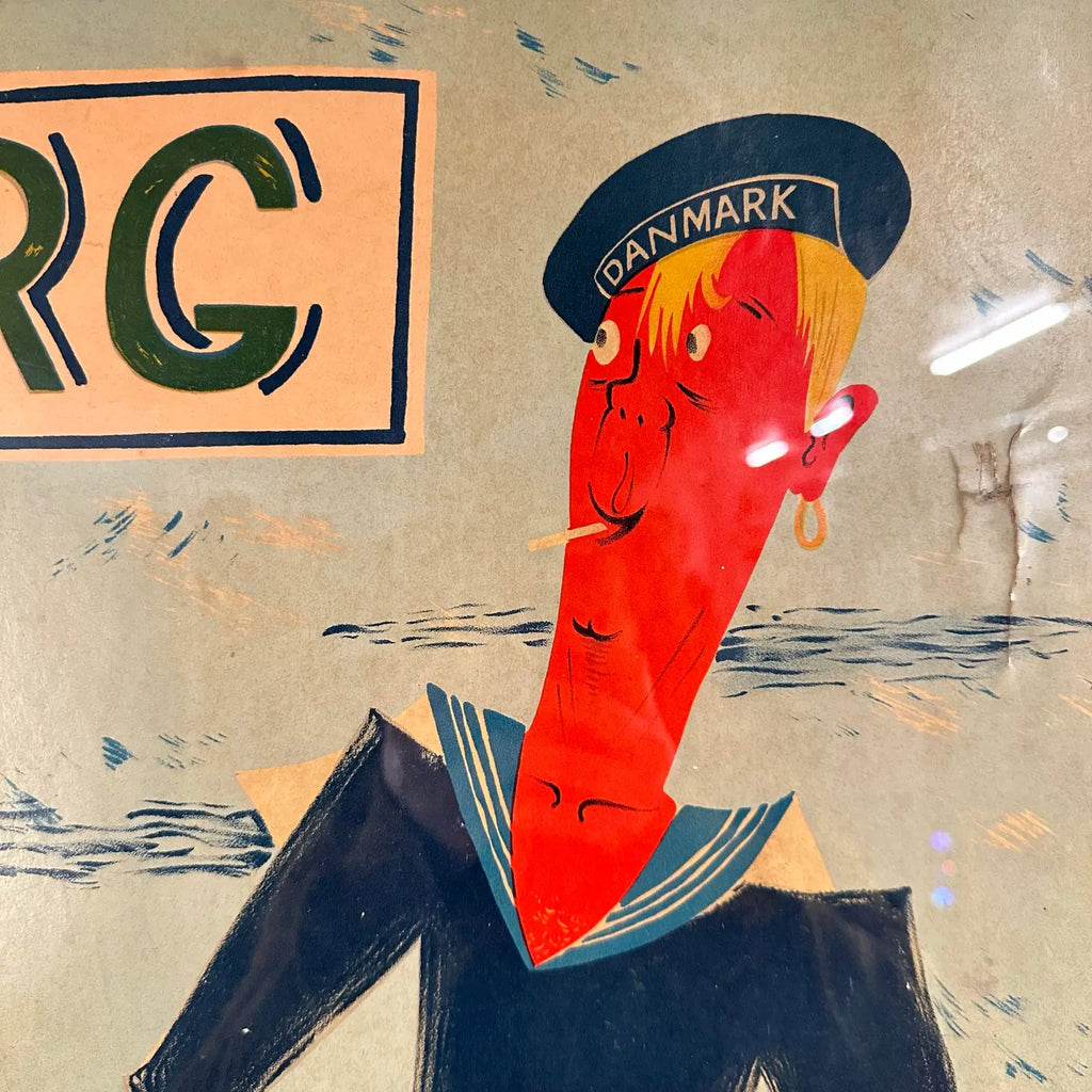 Svend Johansen Tuborg Brewery Sailor Ad Poster Danish Modern