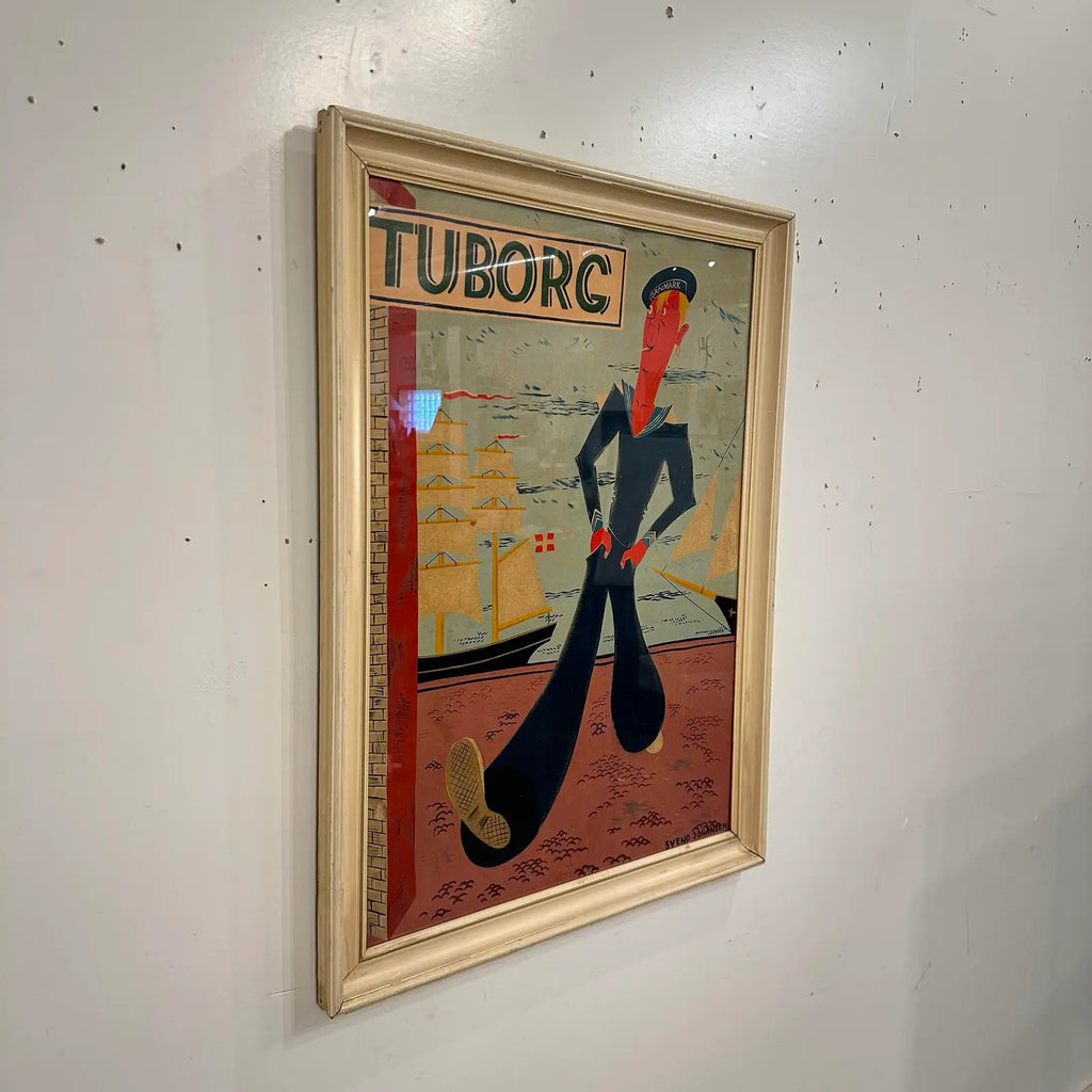 Svend Johansen Tuborg Brewery Sailor Ad Poster Danish Modern