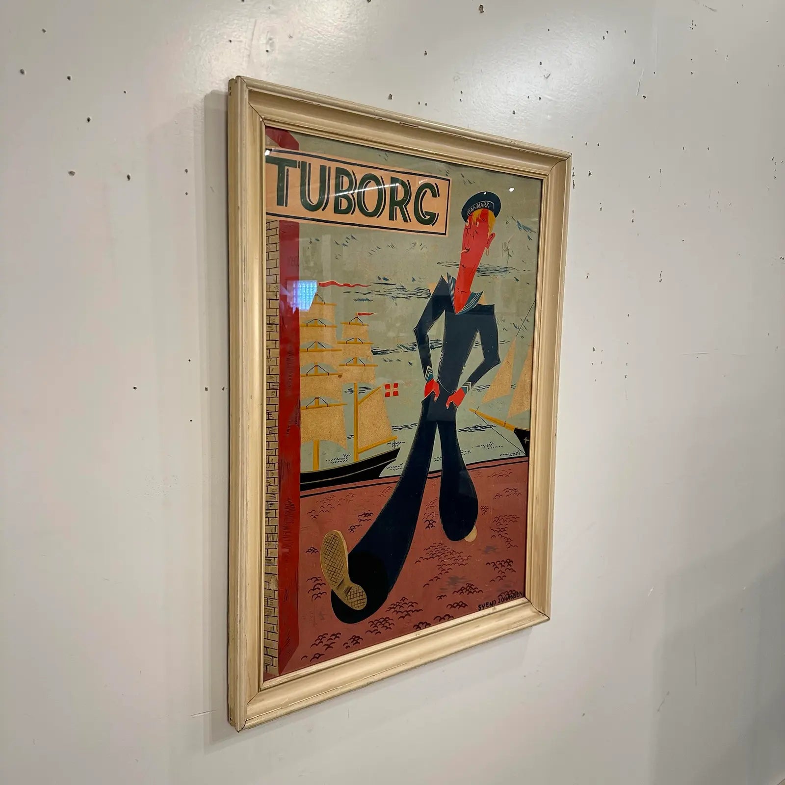 Svend Johansen Tuborg Brewery Sailor Ad Poster Danish Modern
