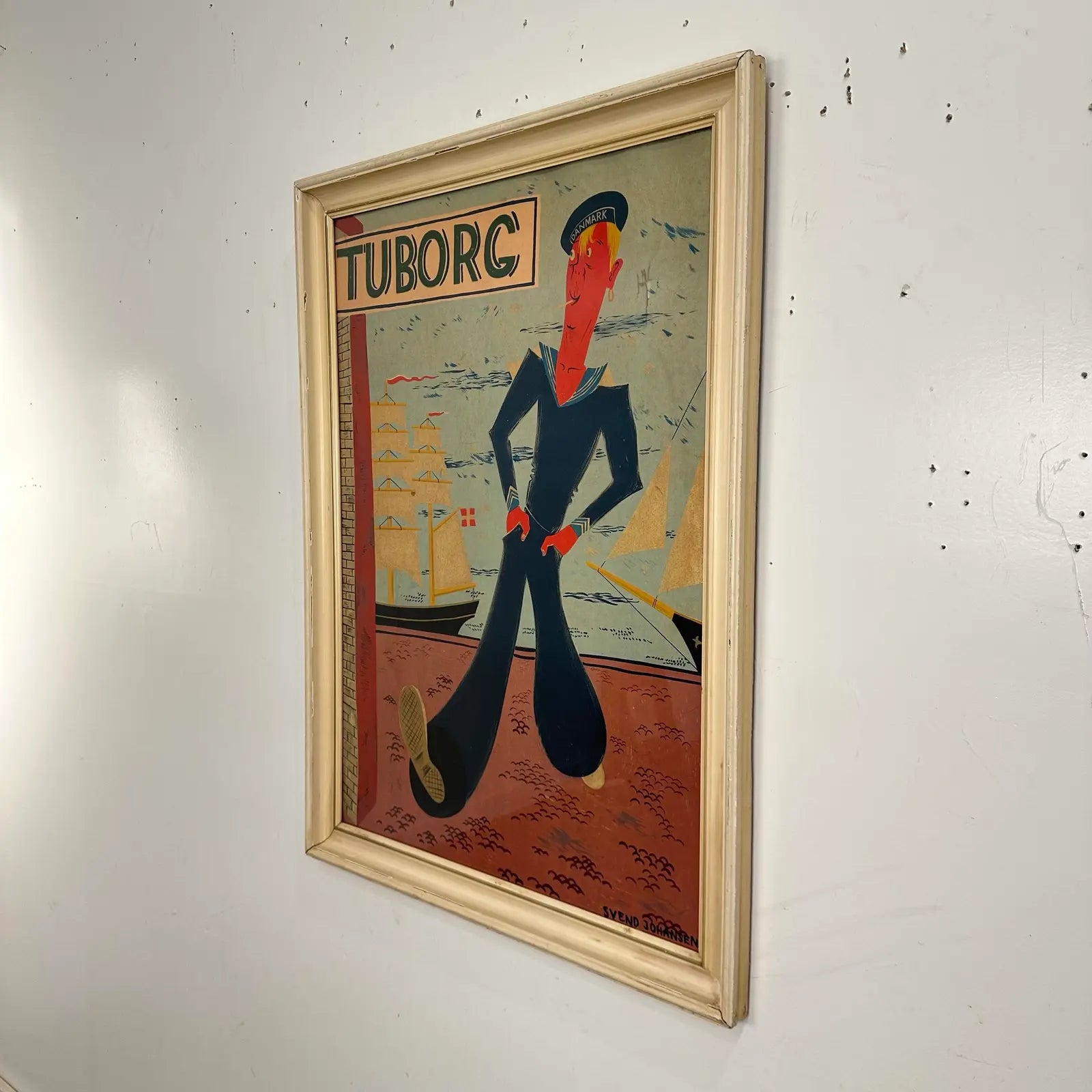 Svend Johansen Tuborg Brewery Sailor Ad Poster Danish Modern