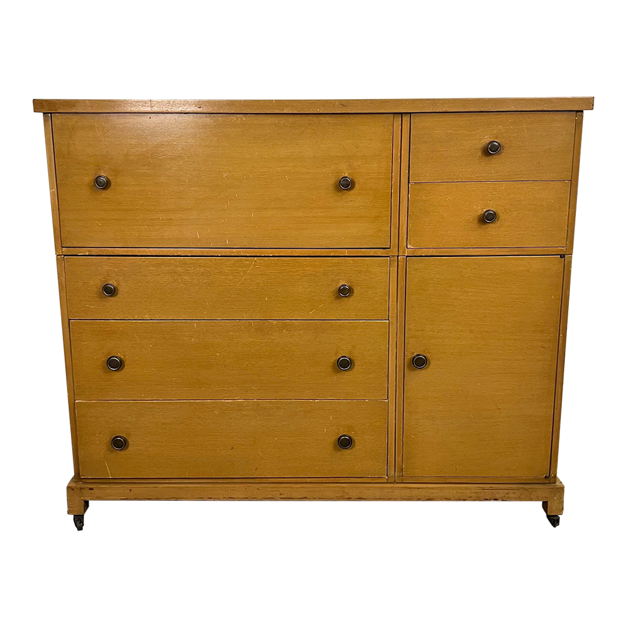 Tall Robsjohn Gibbings for Widdicomb Chest With Secretary Desk