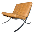 Tan Leather Mid Century Barcelona Style Lounge Chair