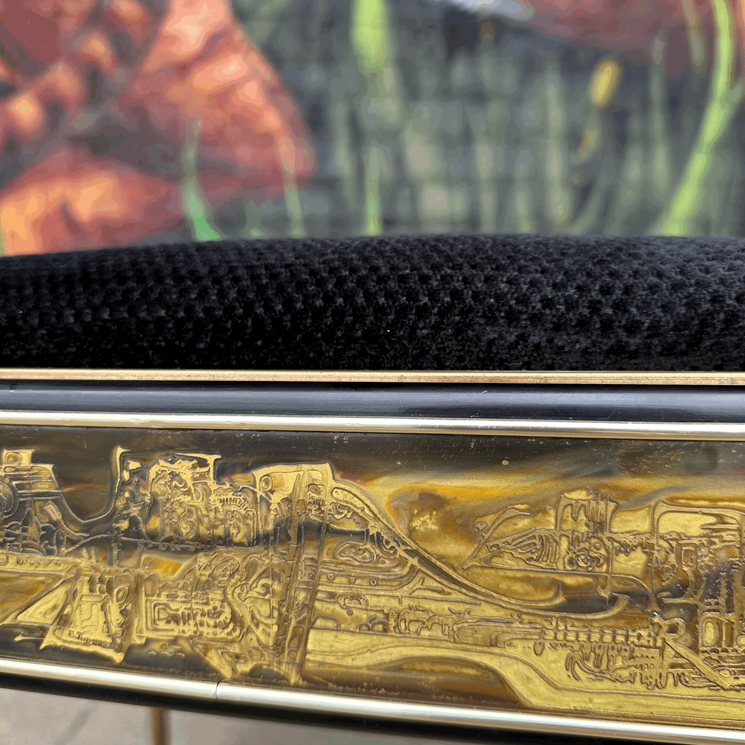 Acid Etched Mastercraft Ottoman by Bernhard Rohne Mid-Century Modern