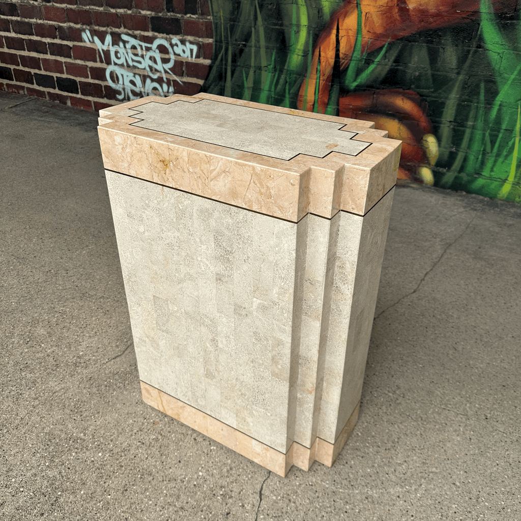 Maitland-Smith Tessellated Marble Stone Pedestal
