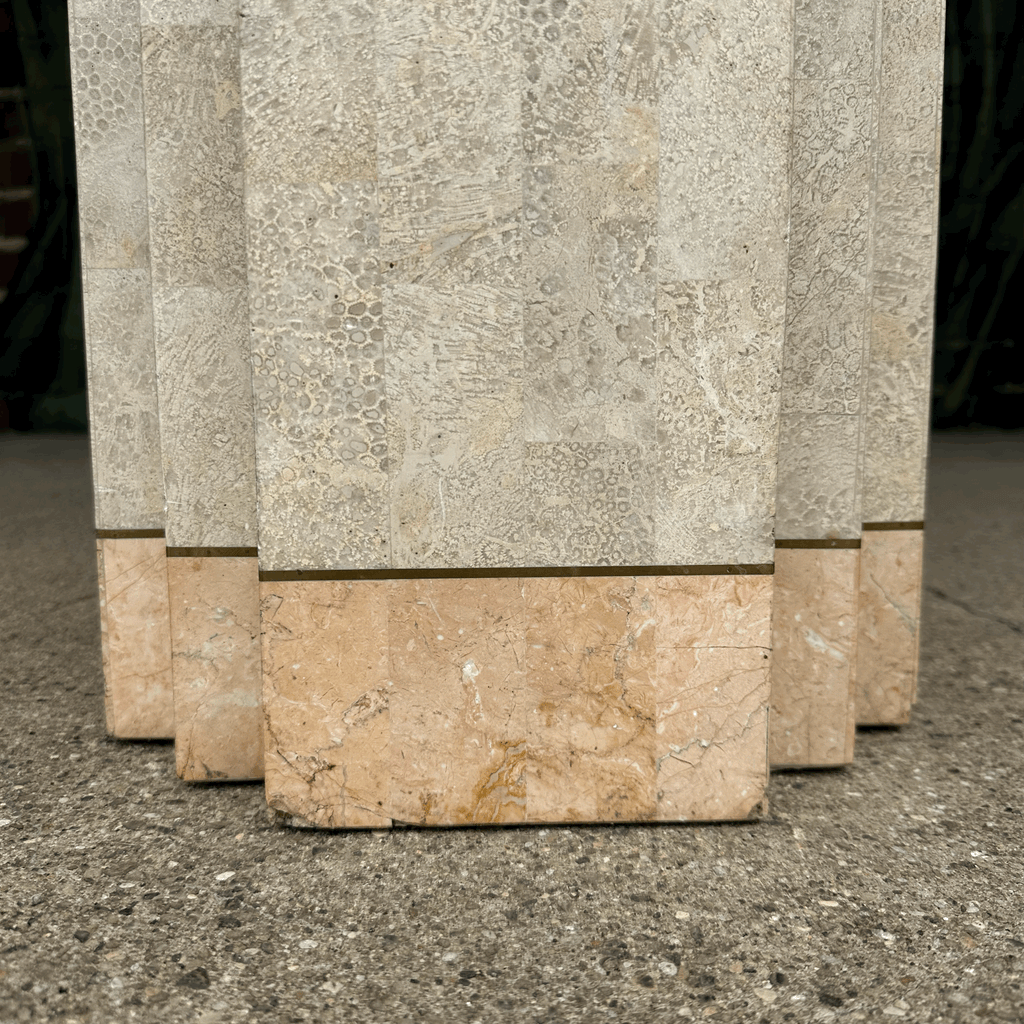 Maitland-Smith Tessellated Marble Stone Pedestal