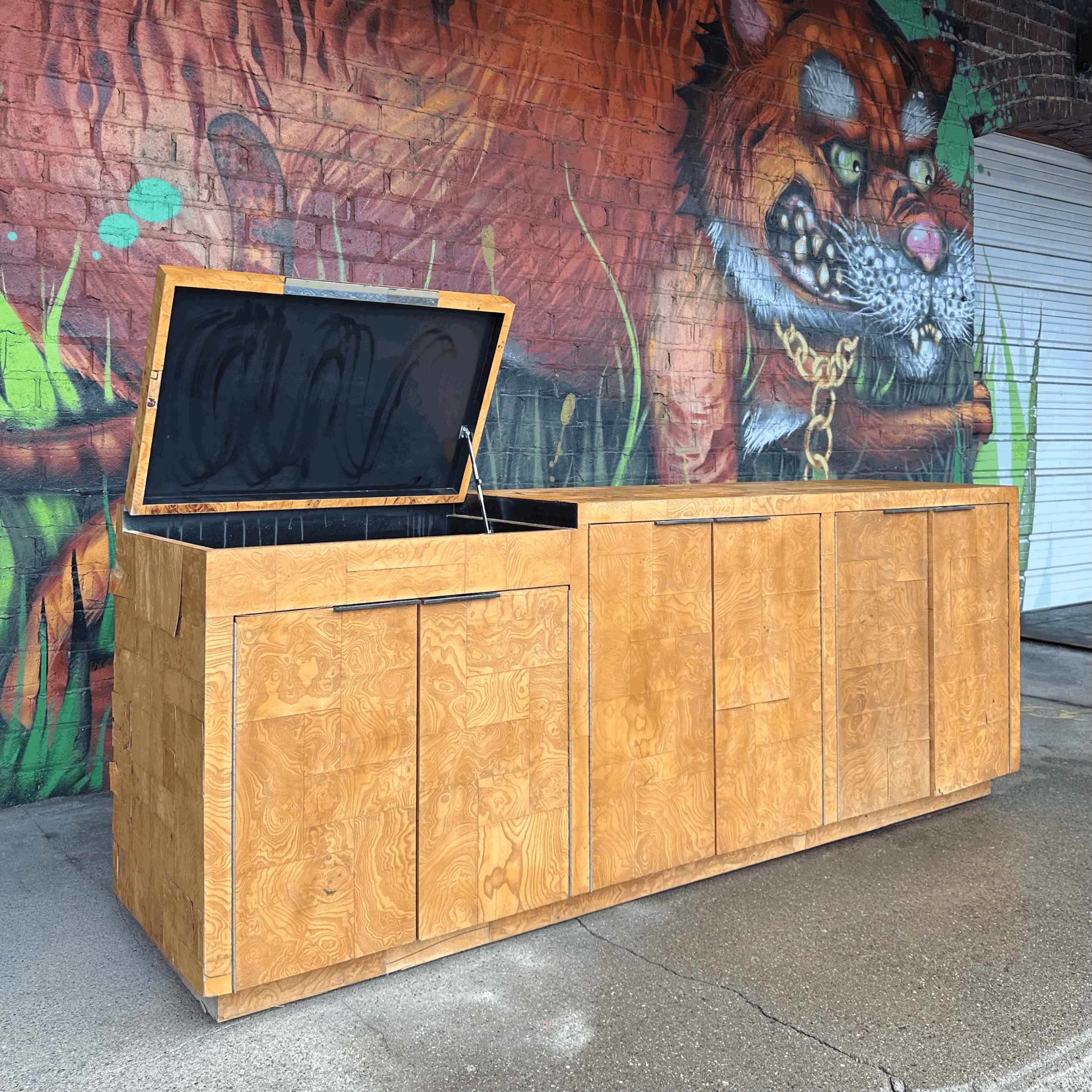 Paul Evans patchwork Burl wood credenza