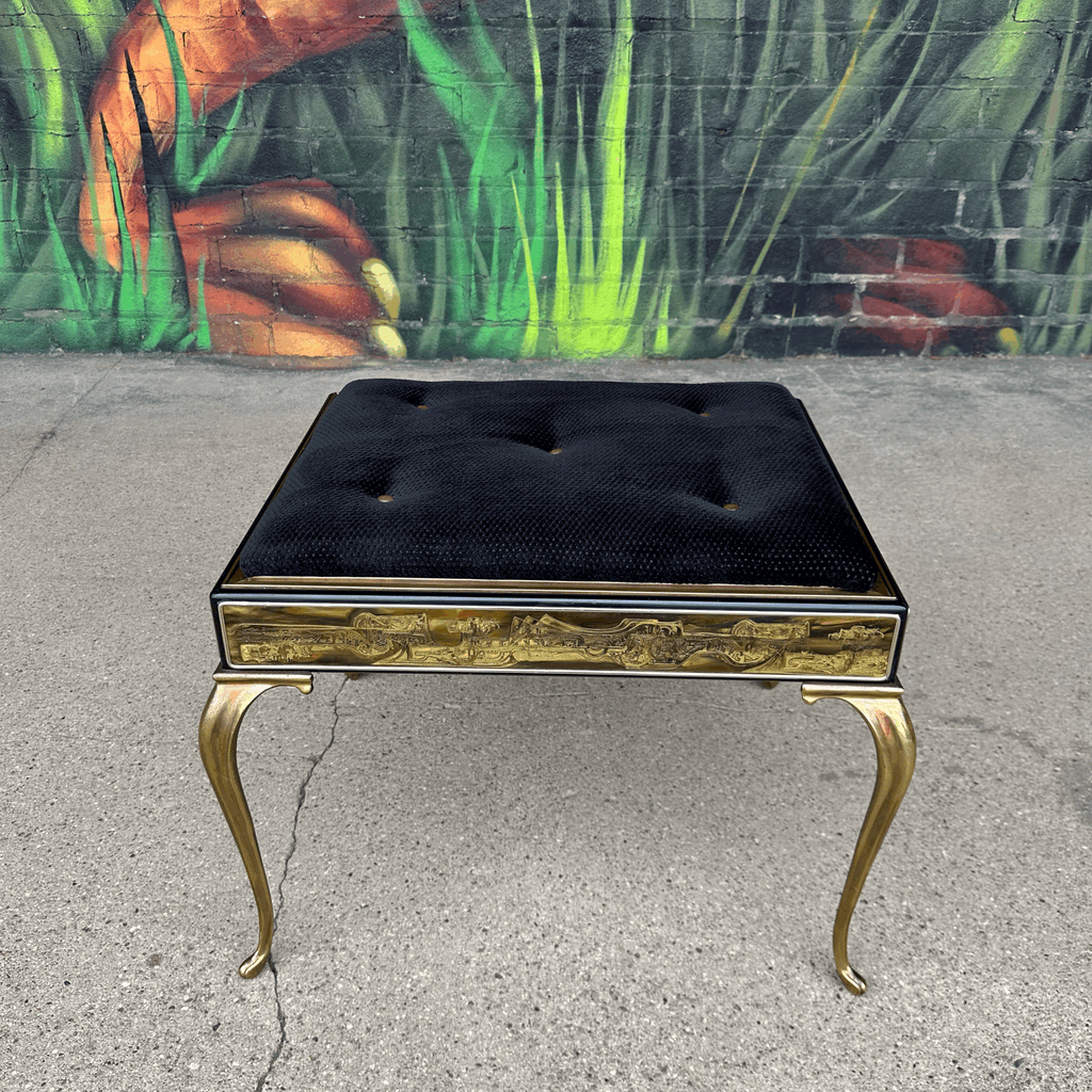 Acid Etched Mastercraft Ottoman by Bernhard Rohne Mid-Century Modern