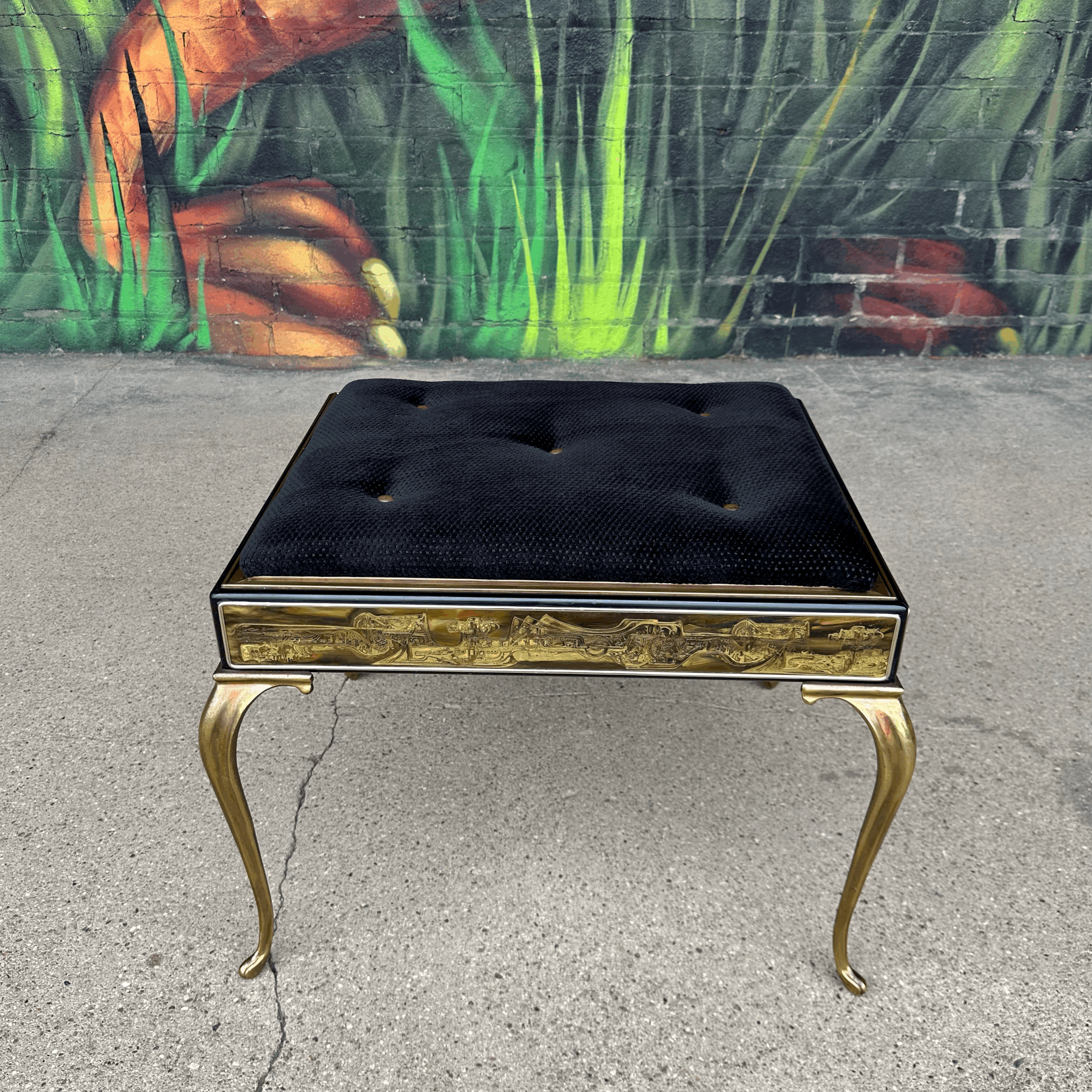 Acid Etched Mastercraft Ottoman by Bernhard Rohne Mid-Century Modern