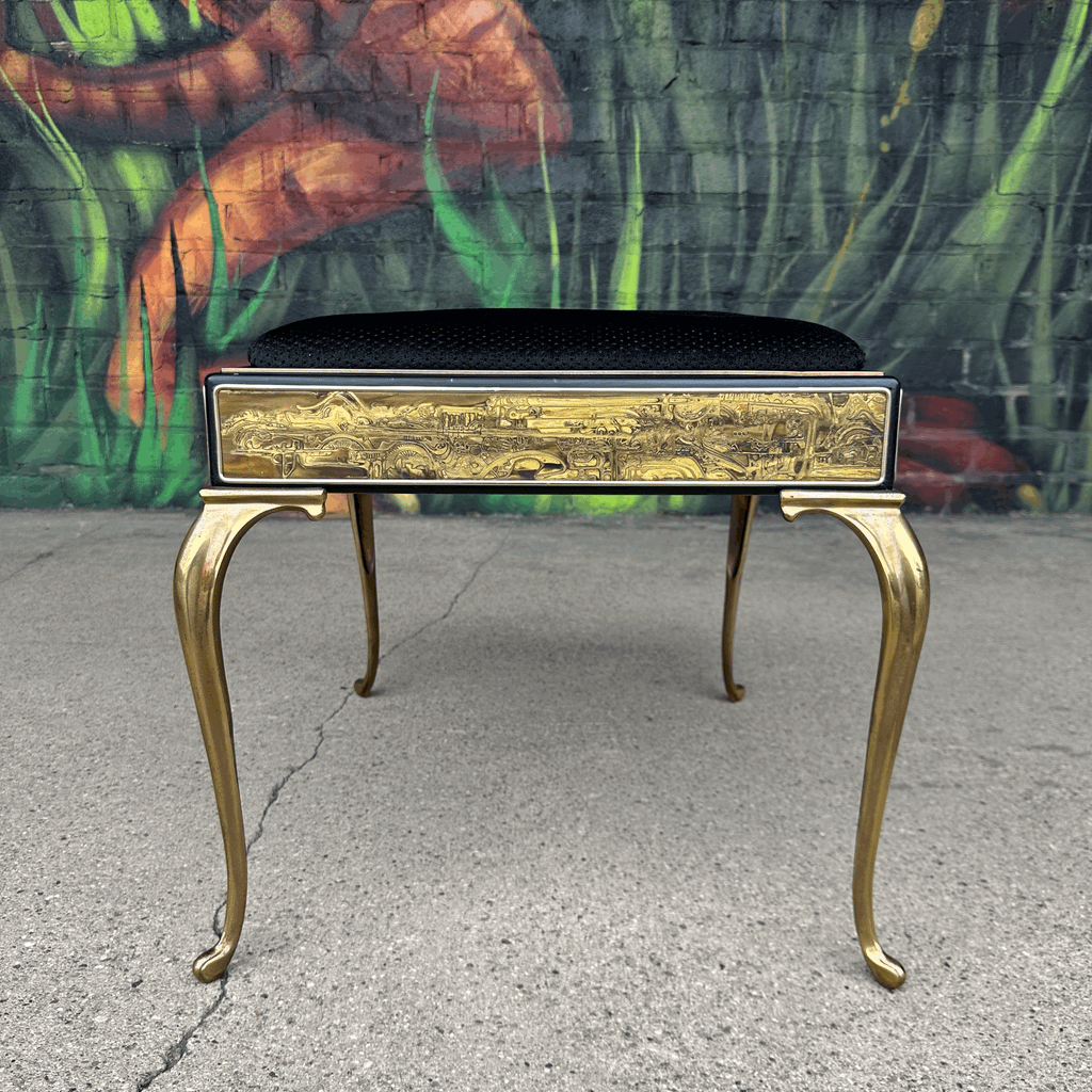 Acid Etched Mastercraft Ottoman by Bernhard Rohne Mid-Century Modern