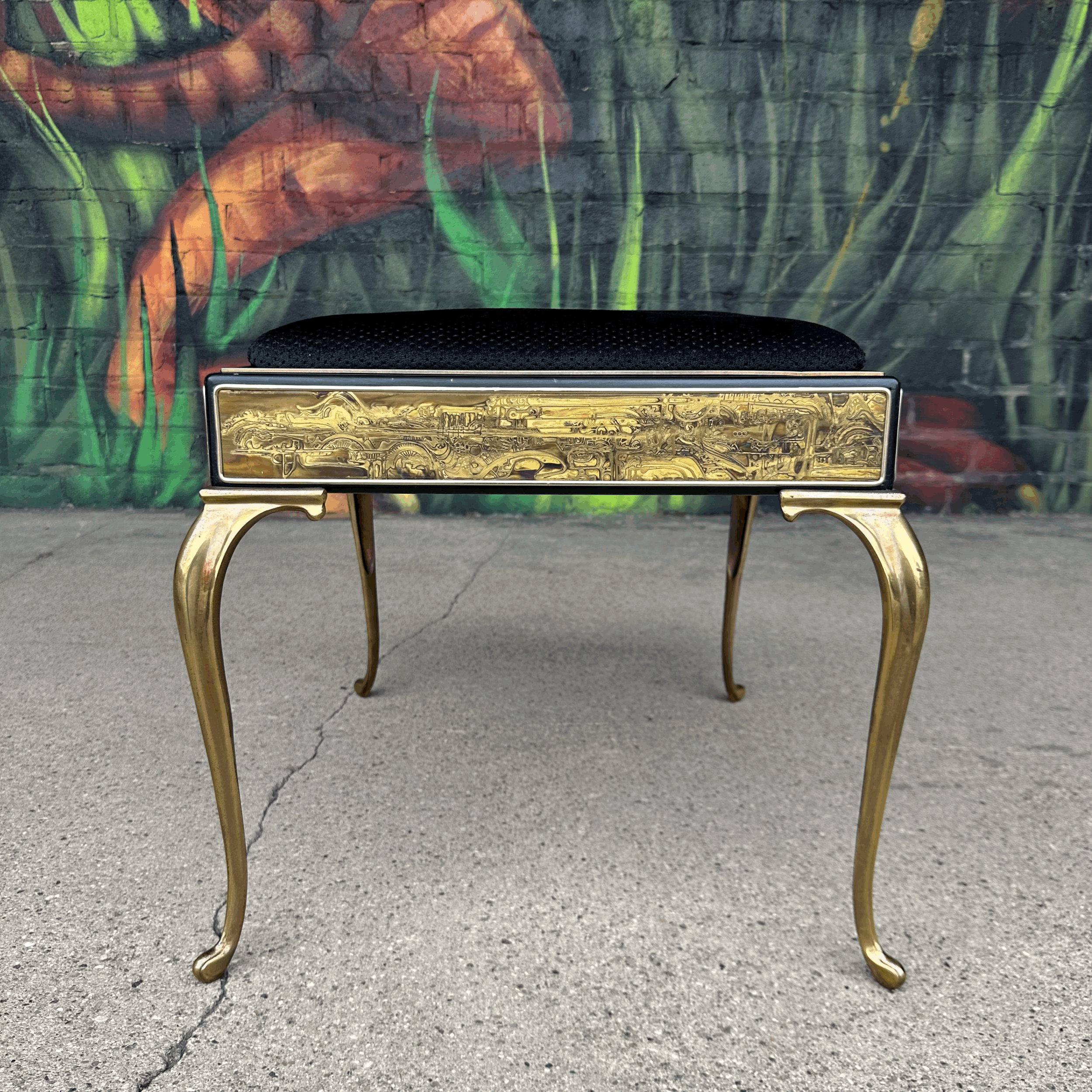 Acid Etched Mastercraft Ottoman by Bernhard Rohne Mid-Century Modern