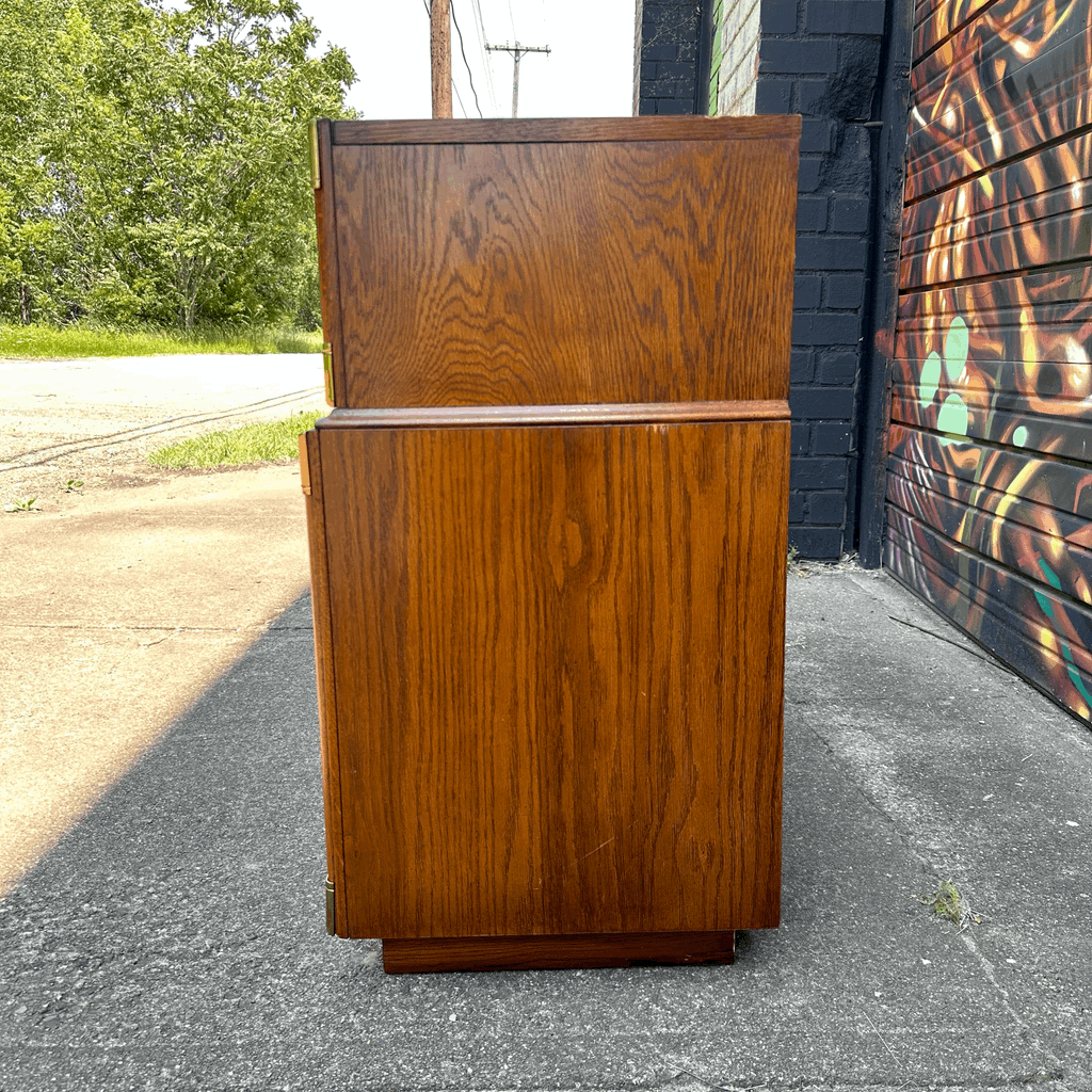 Lexington Campaign Style Pecan and Brass Dry Bar